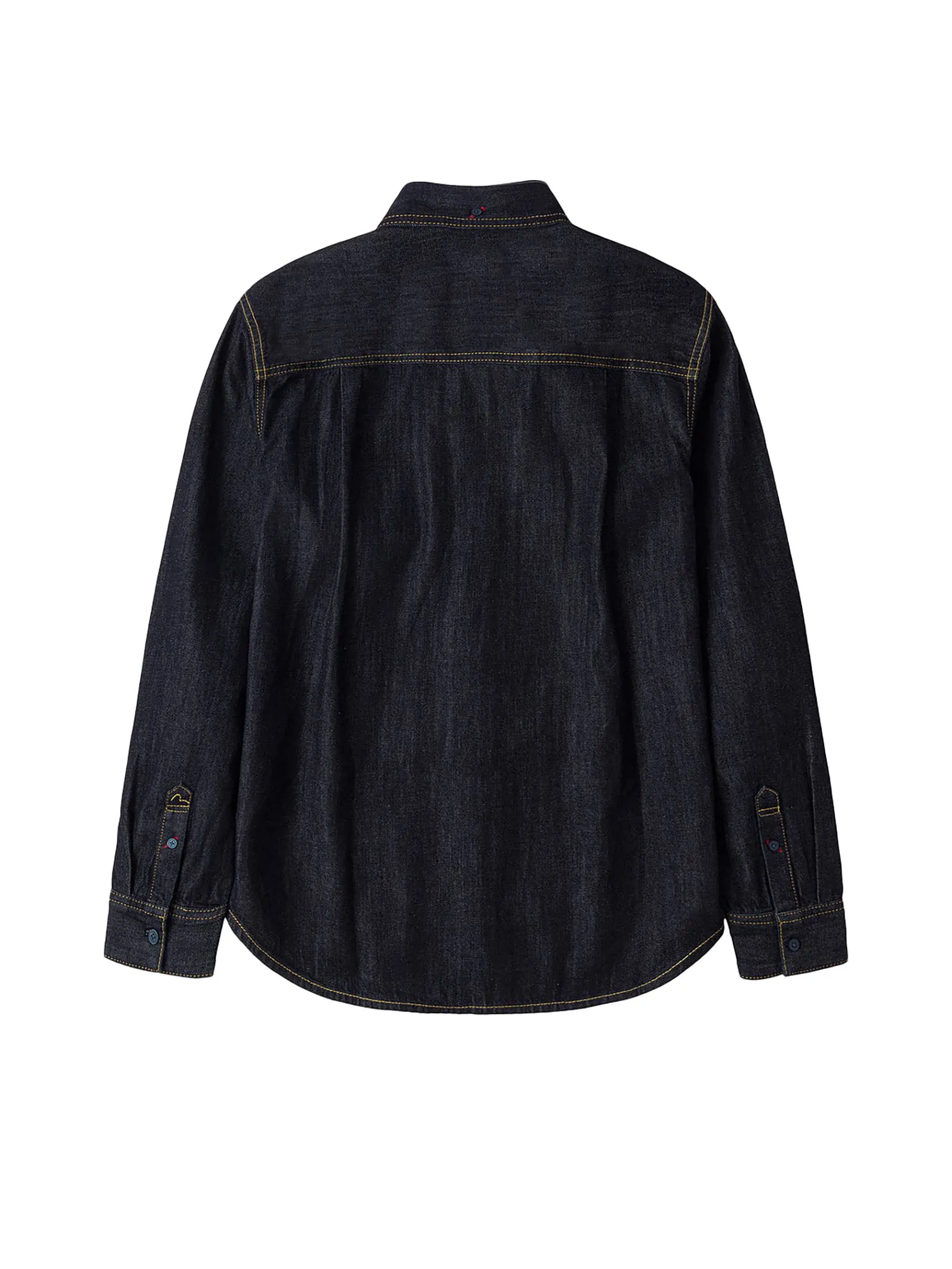 EVISU Men Shirt Long-Sleeve Denim Seagull Embroidery Regular Fit Navy