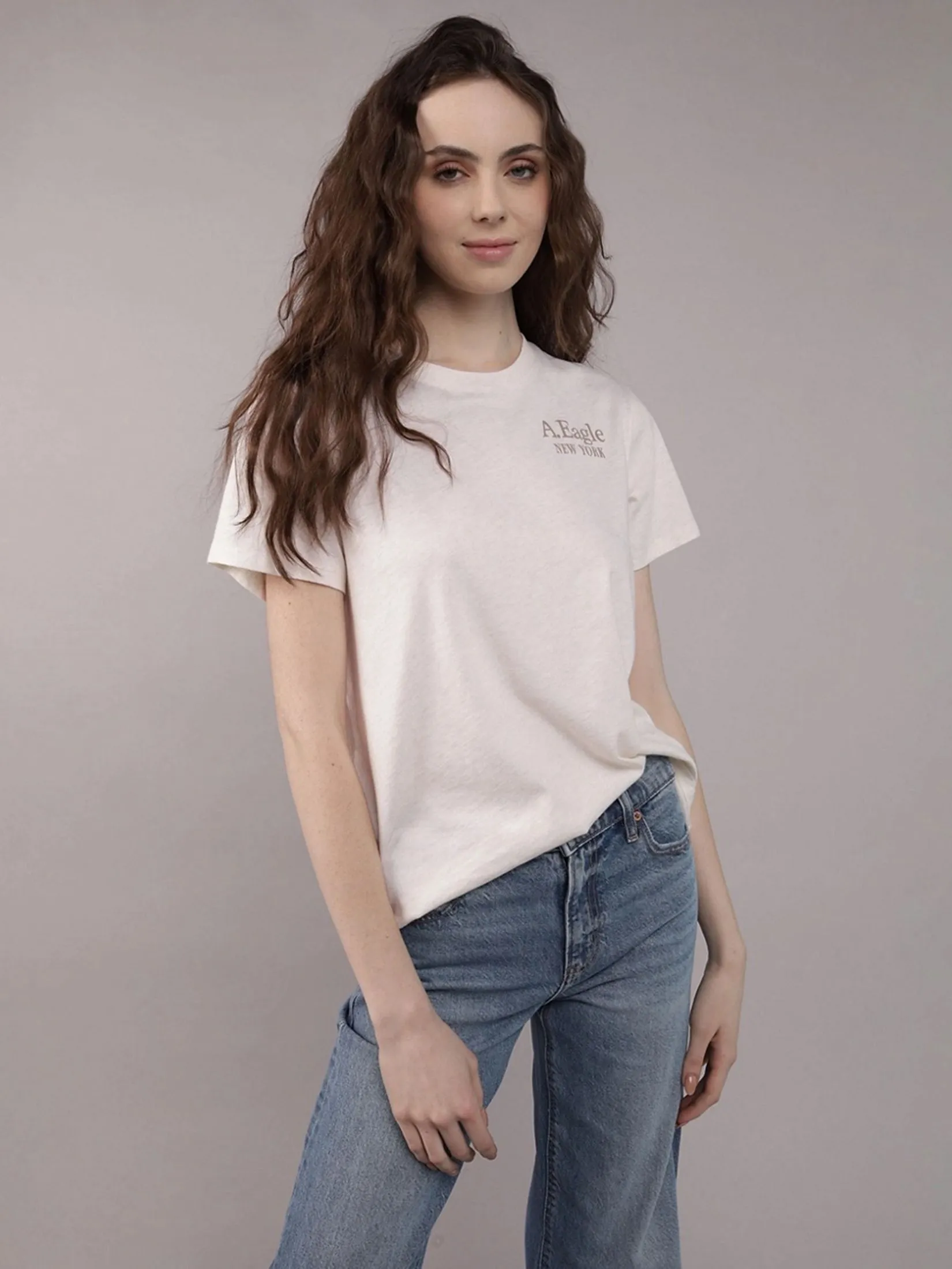 AMERICAN EAGLE WOMEN 9931 INTL EVERYDAY CREW TEE 221 HONEY