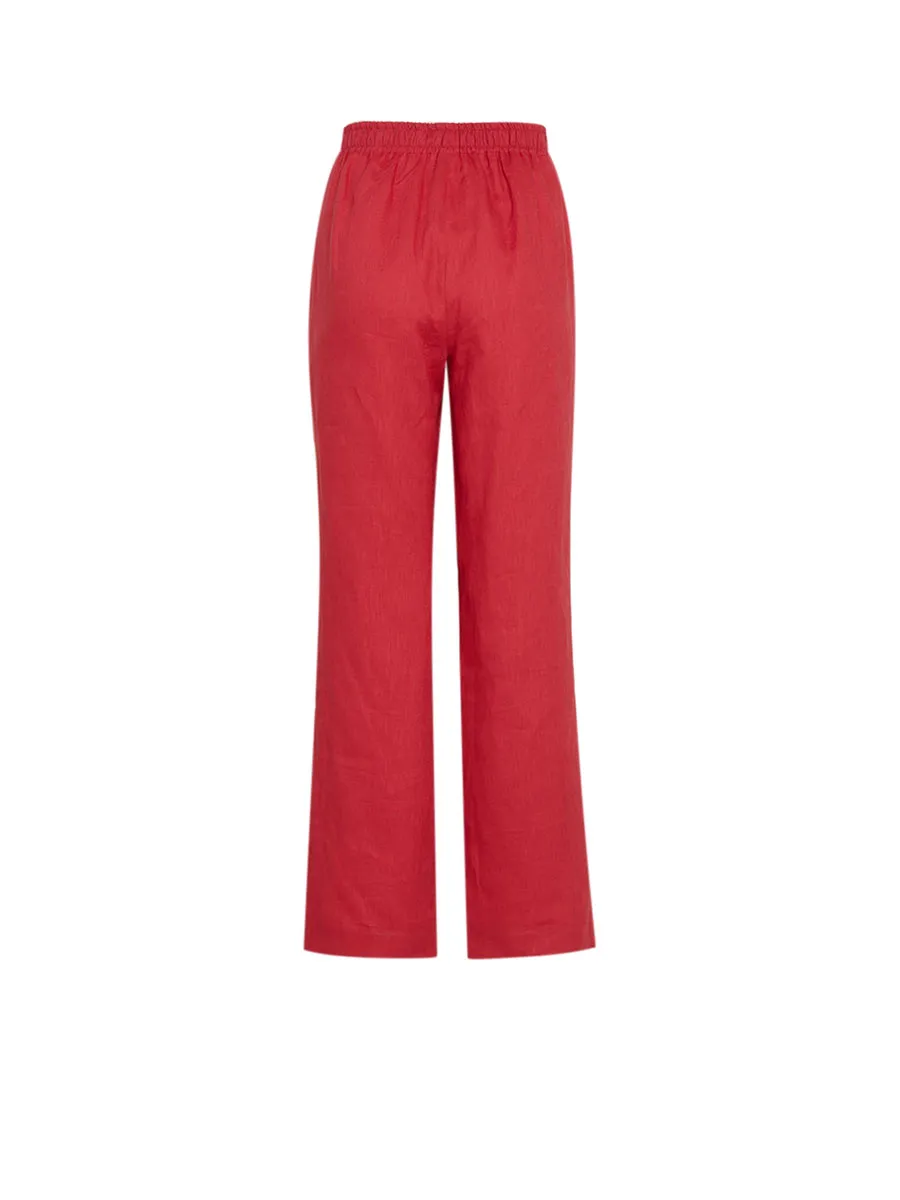CRUISE BY CHRISTIANA Red Linen Straight Pants No.CC97P166002-1