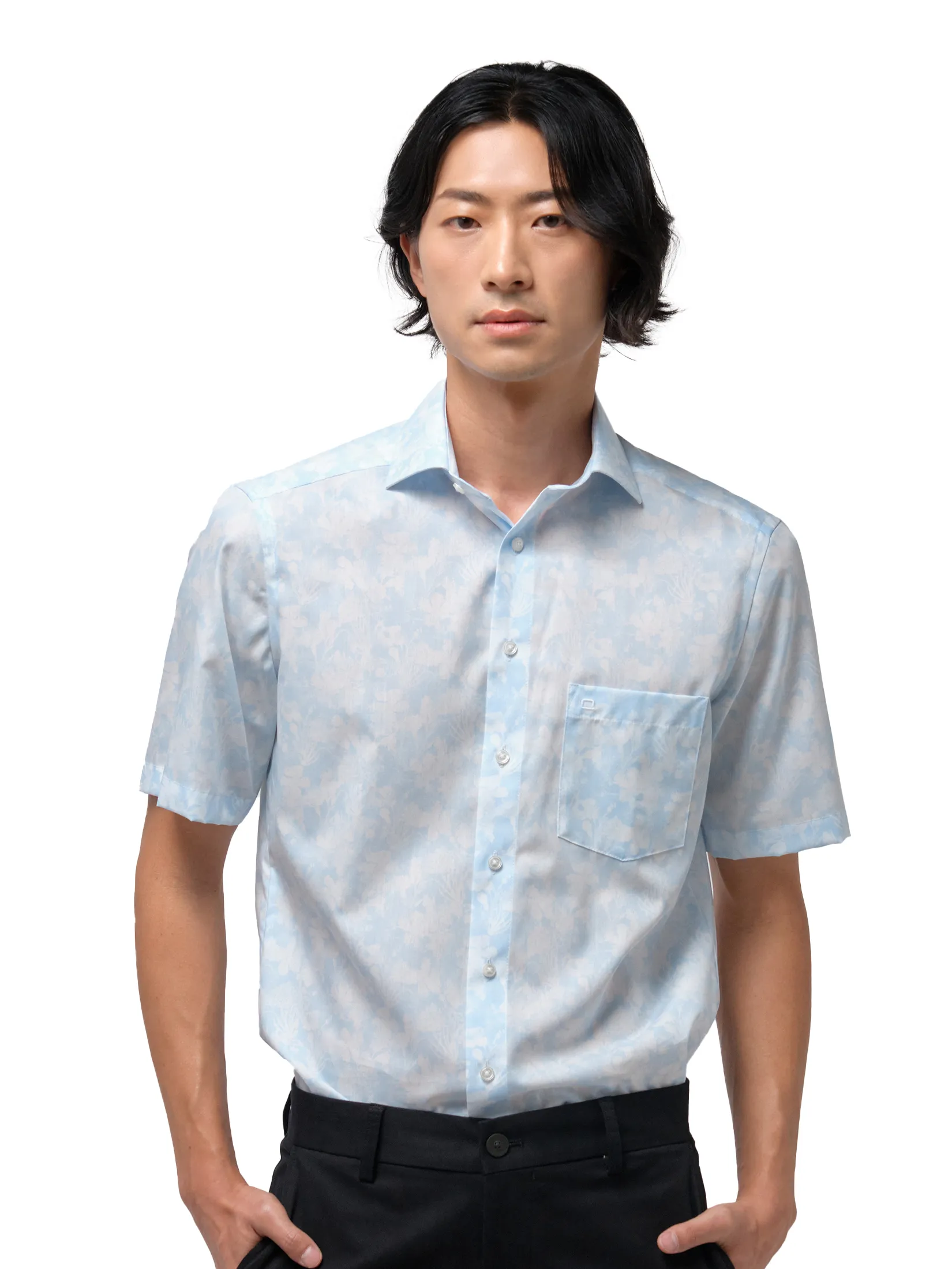 OLYMP MEN S SHIRT SHORT SLEEVES CASUALSHIRT MODERN FIT EASY IRON BLUE