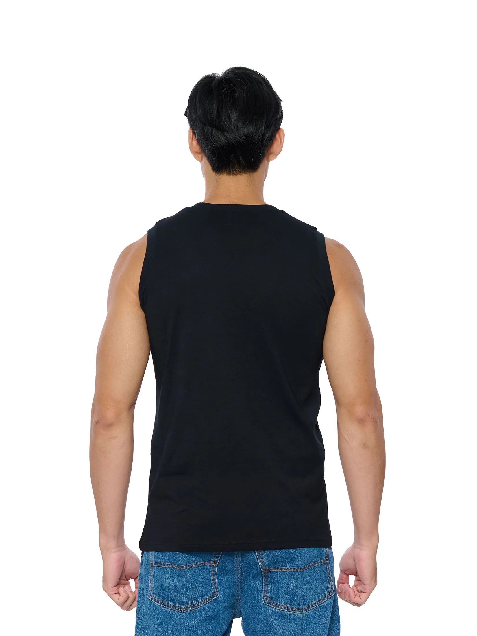 DOUBLE GOOSE Black sleeveless Classic style cotton 100% pack 3 pcs.