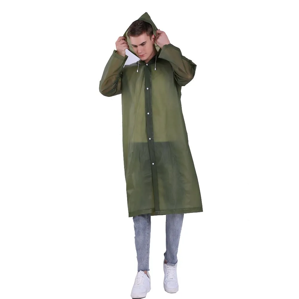 CHARITES BRAND Rain coat, Poncho PVC, Korea Style Waterproof, Dustproof - Green Army