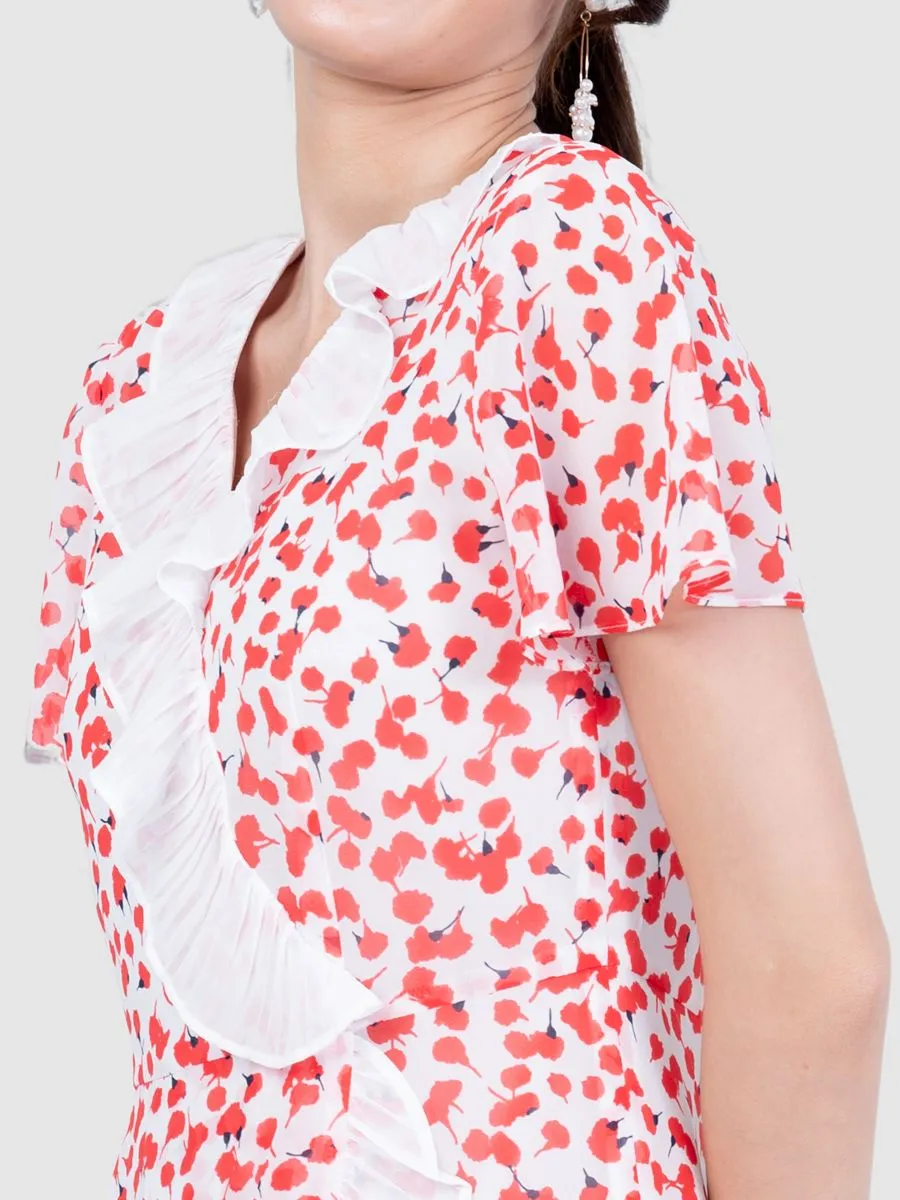 AMILA Women Dress Chiffon Poeme Red