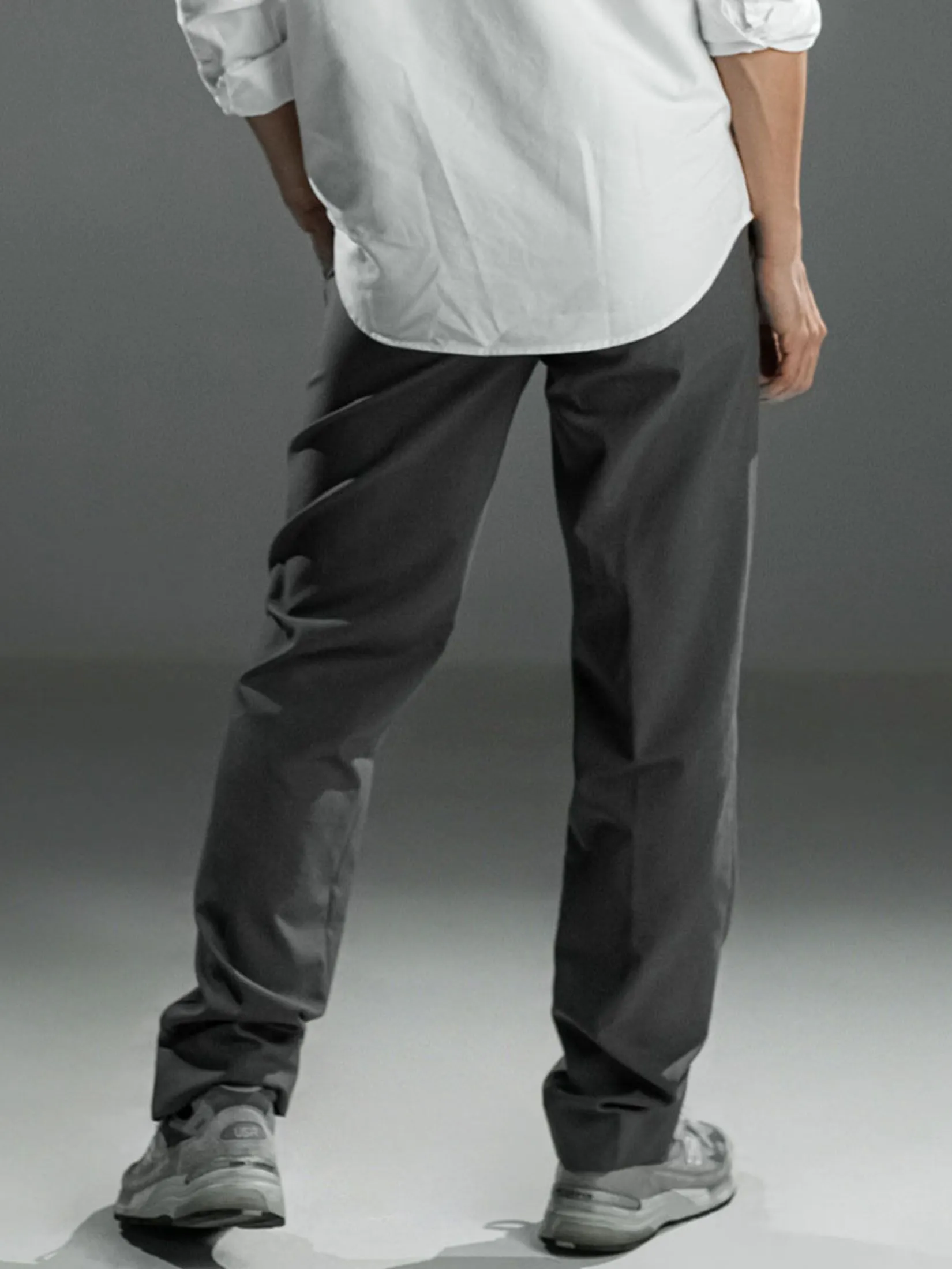 ERA-WON Men's Pants Relaxed workday Relaxed straight legs Light grey