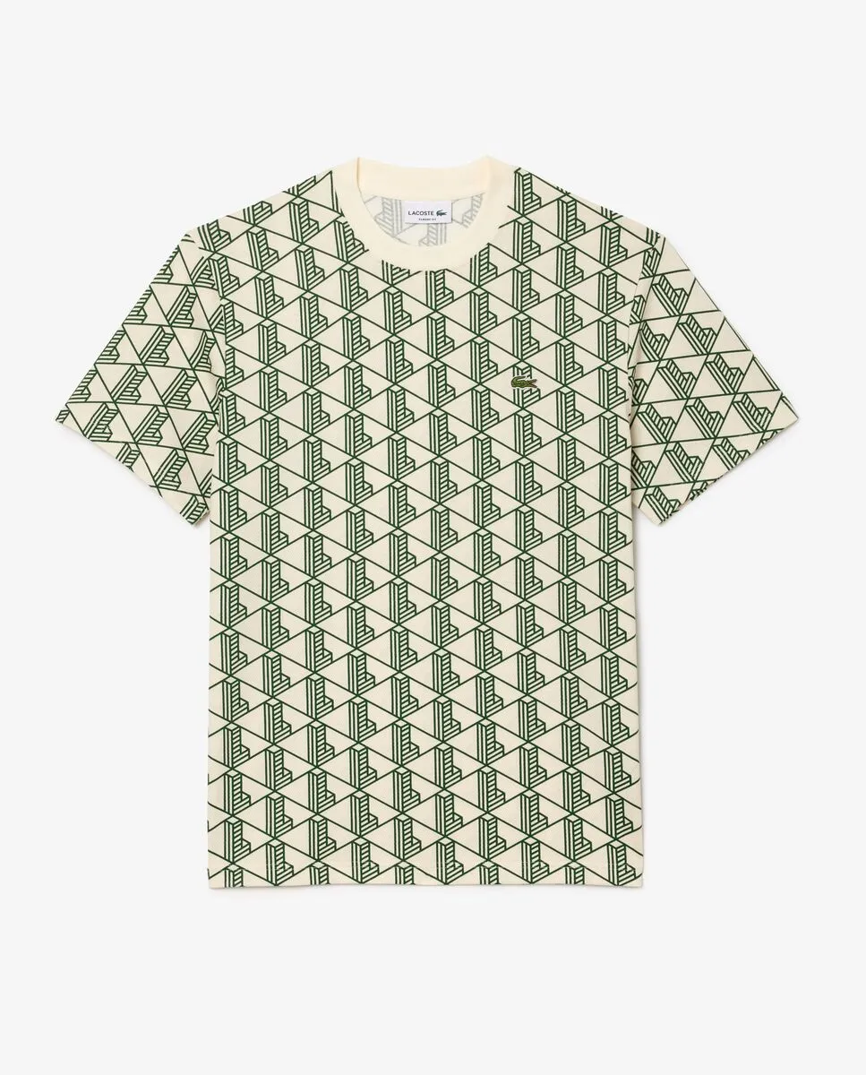 LACOSTE Monogram Cotton T-shirt White