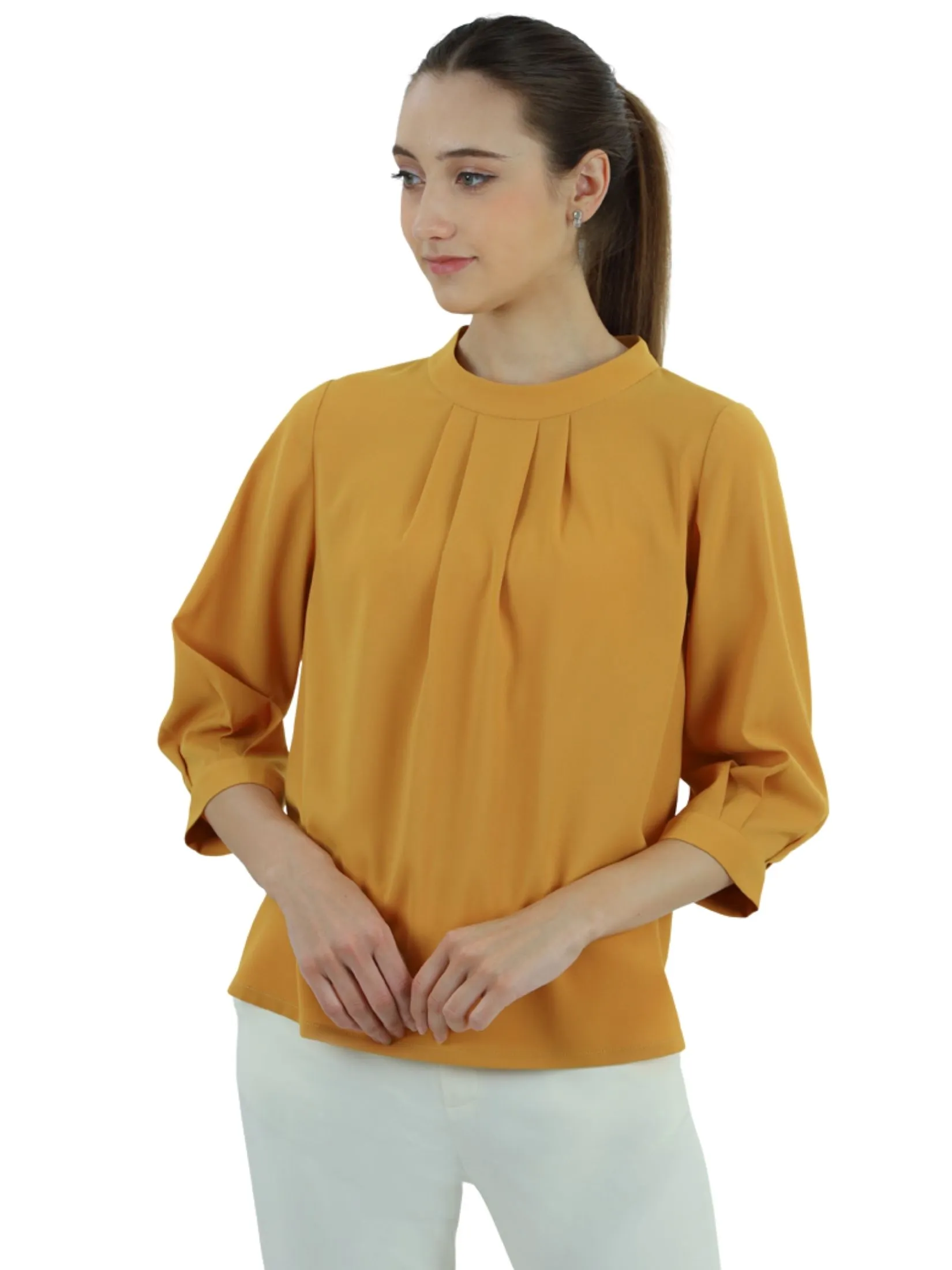 VERONIQA Women Blouse Long Sleeves Chiffon Dobby Yellow