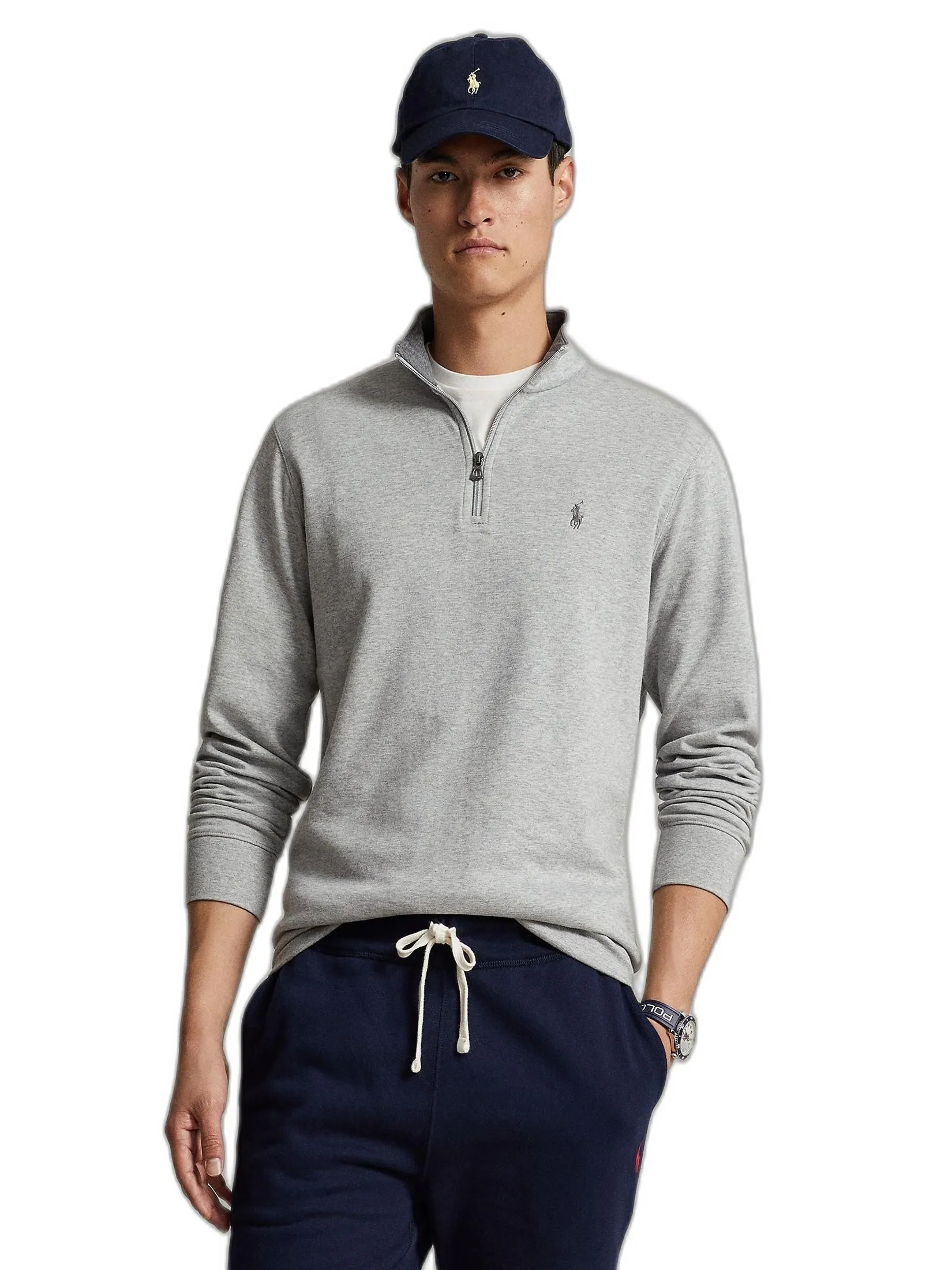 POLO RALPH LAUREN Men Pullover-Luxury Jersey Quarter-Zip Pullover MNPOKNI16821436-Grey