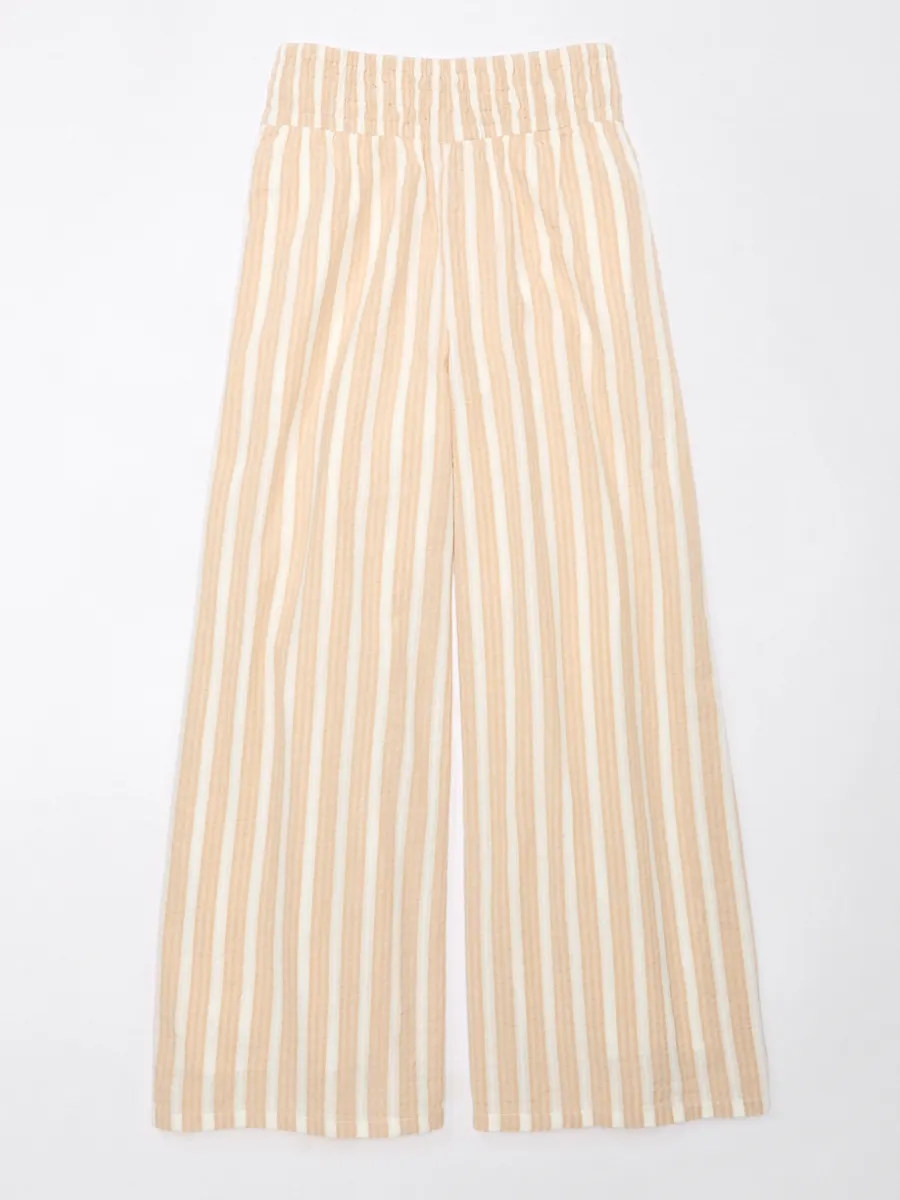 AMERICAN EAGLE WOMEN SMOCKED WB WIDE LEG 207 TAN