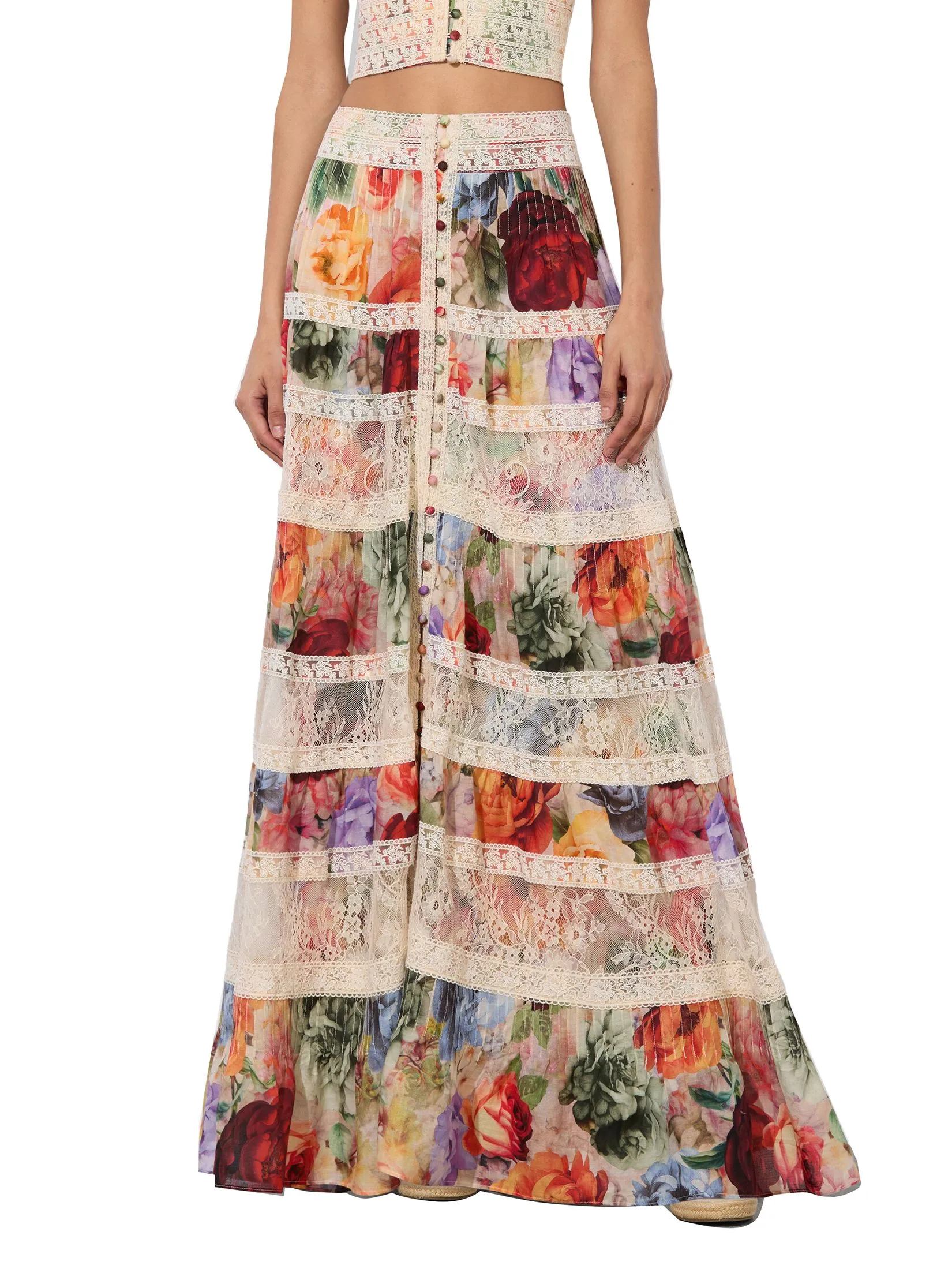 ALICE AND OLIVIA Women Maxi Skirt Adira Tiered Multi-Color Size - 4 US