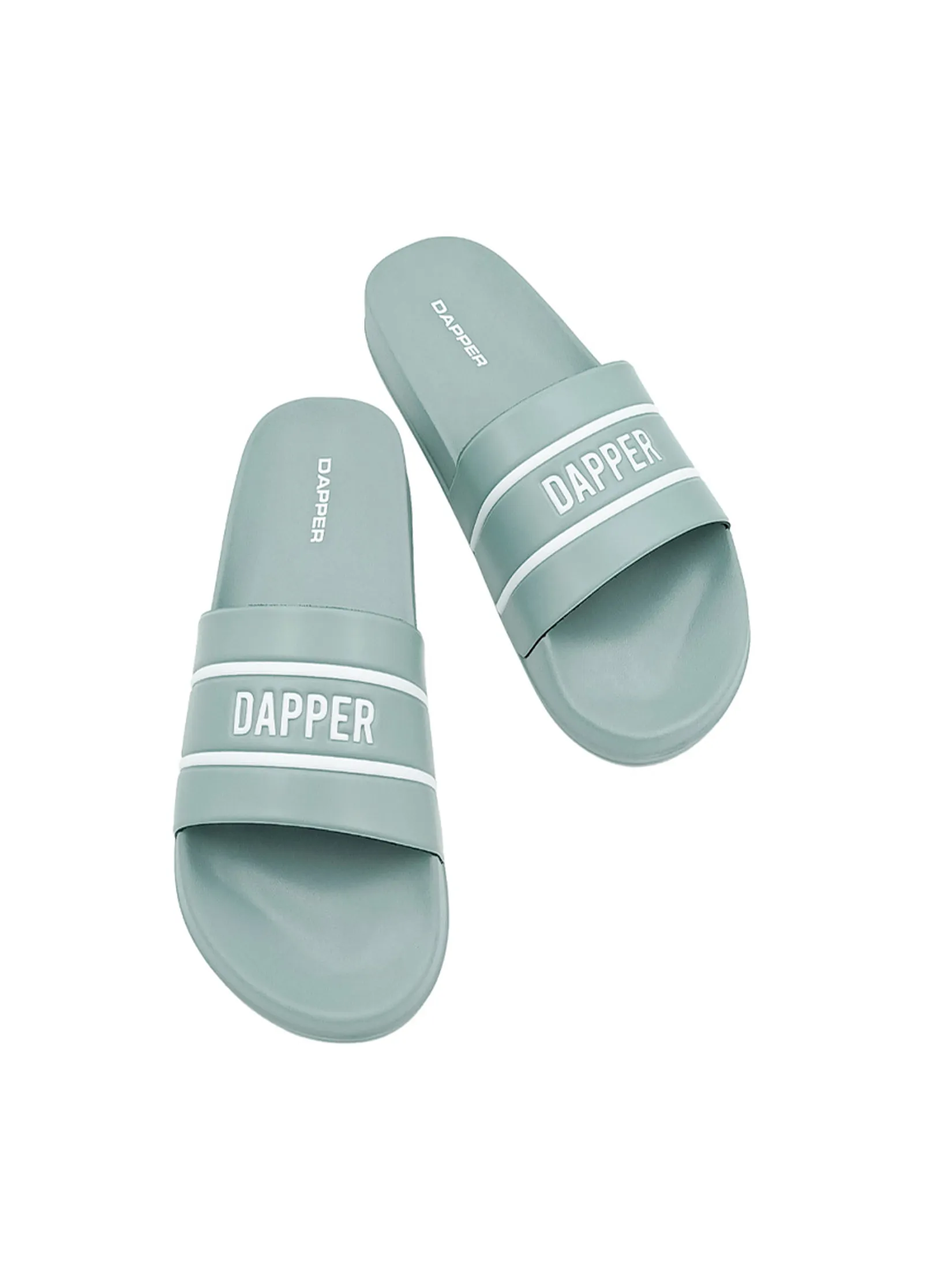 DAPPER DAPPER Logo Stamp Pool Slide Sandals Aqua Blue