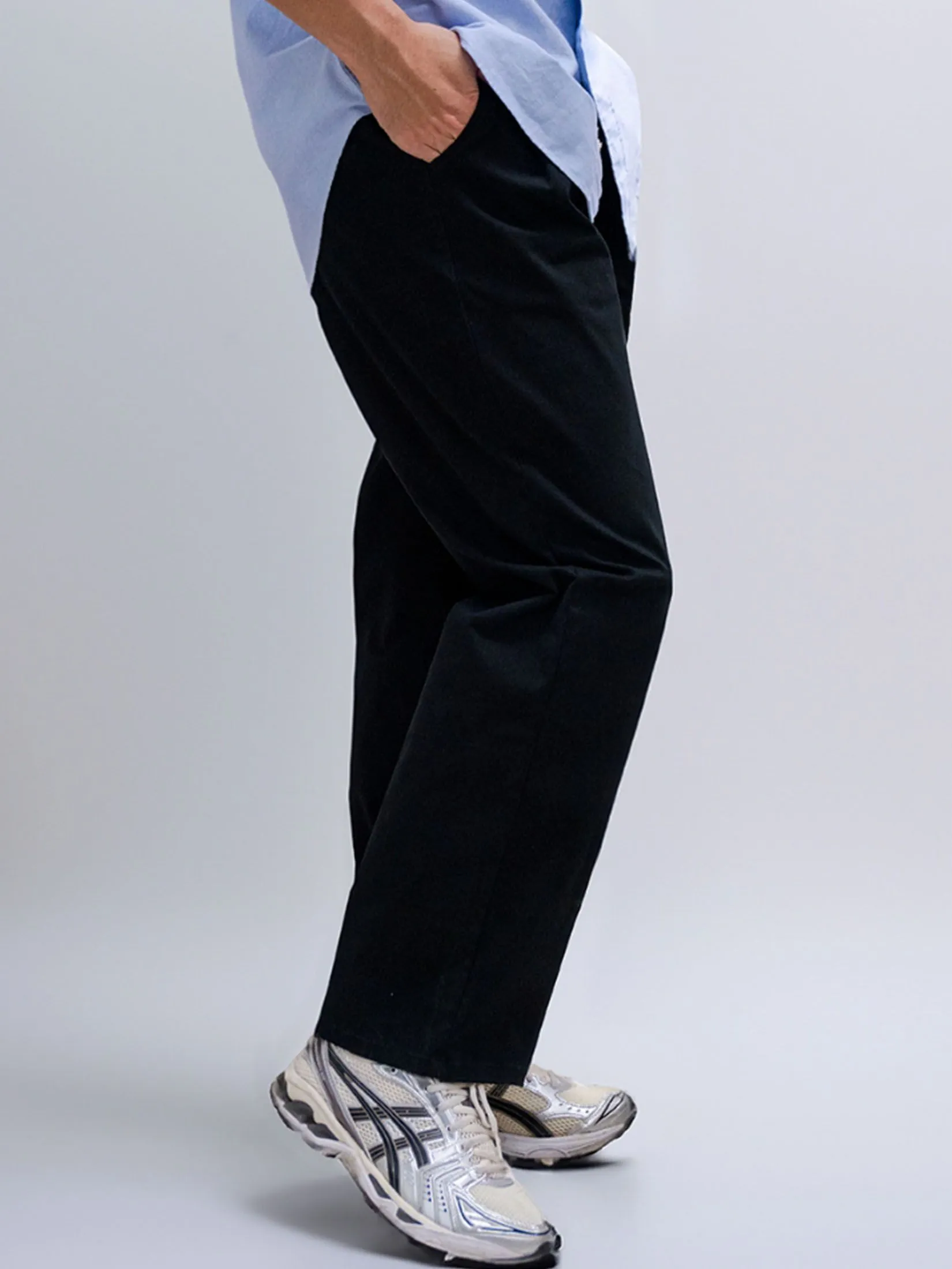 ERA-WON Men Chinos pants Loose Black