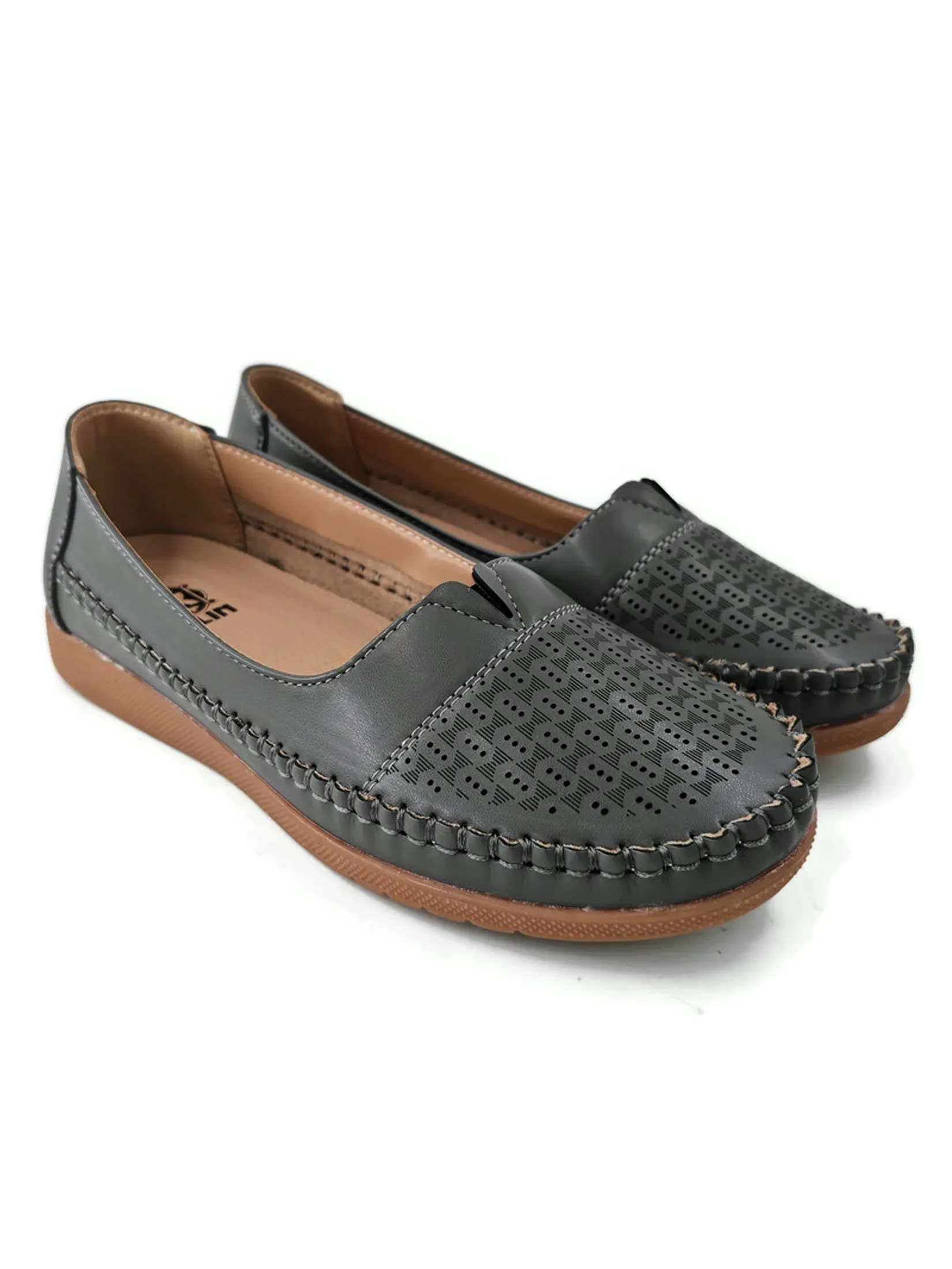 KLIN Woman Moccasin Slip-On Style Grey