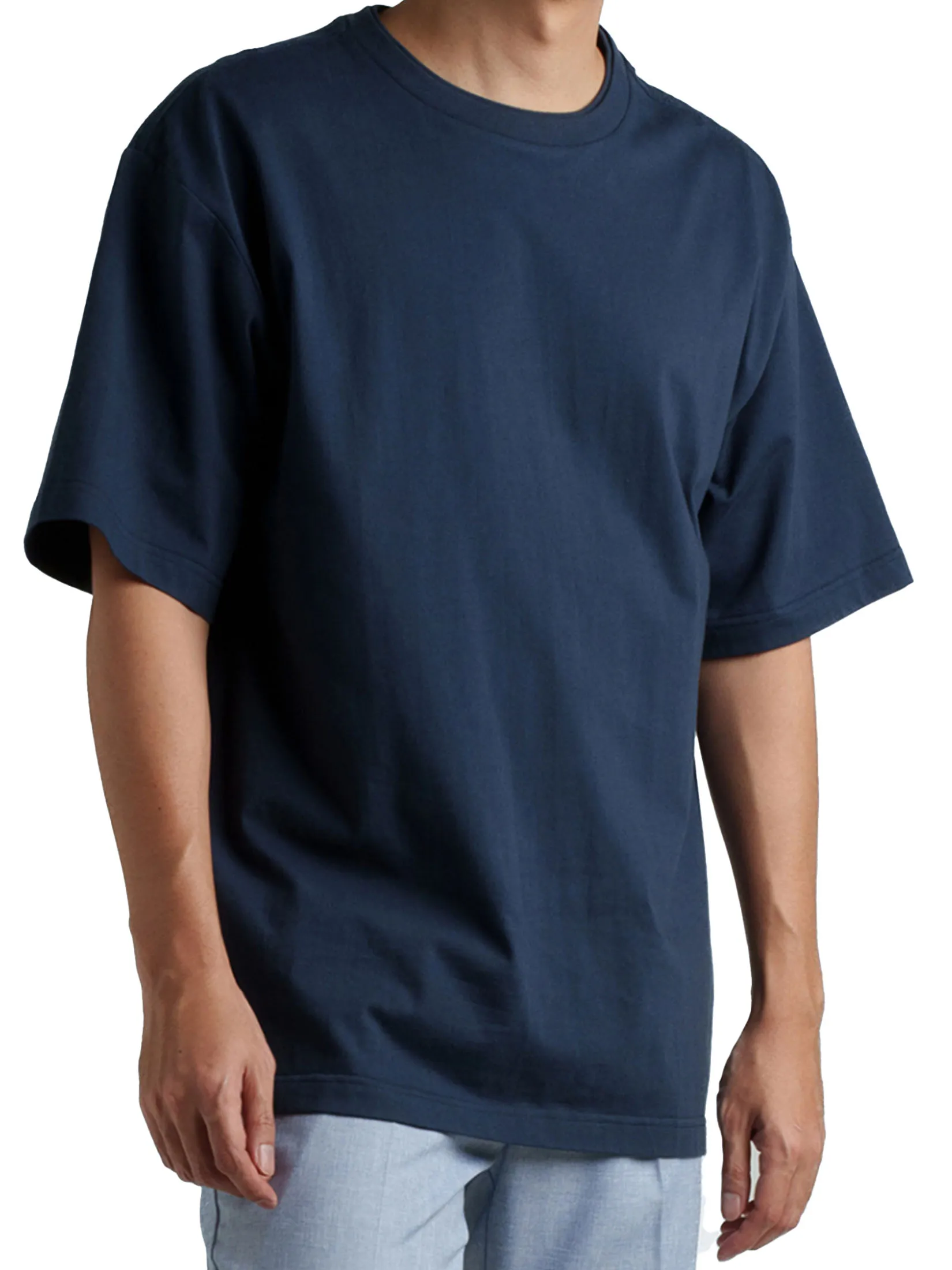 ERA-WON Men s Oversized T-Shirt Short Sleeves Navy