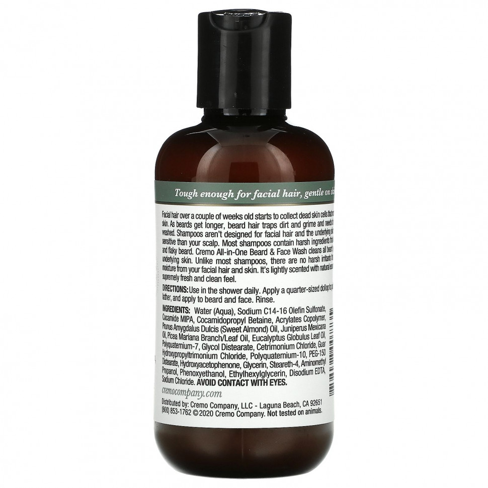 Cremo, Универсальное средство для умывания для бороды и лица, смесь кедрового леса, 6 жидких унций (177 мл)