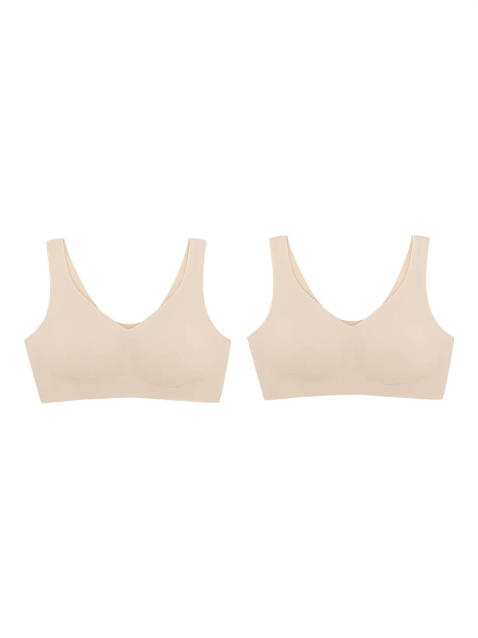 SABINA [ Pack 2 Piece ] [Online Exclusive] Woman Soft Collection Seamless Wireless Bra - Sand