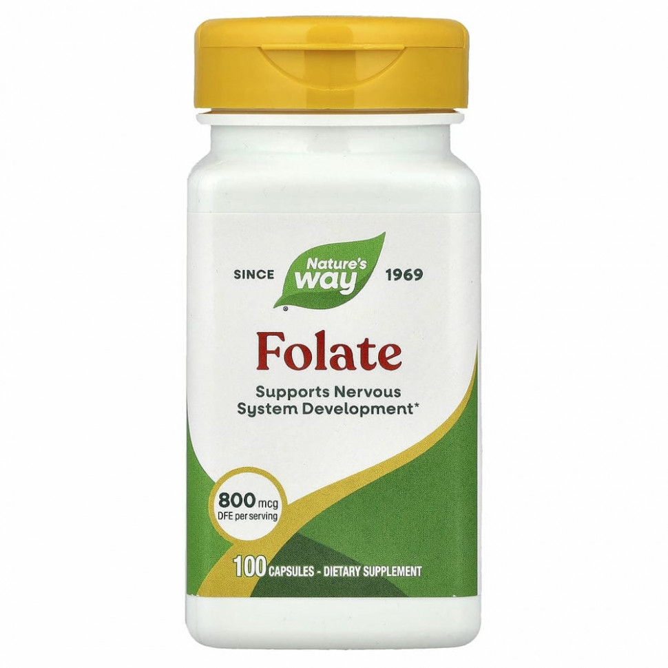 Nature's Way, Folate , 800 mcg, 100 Capsules