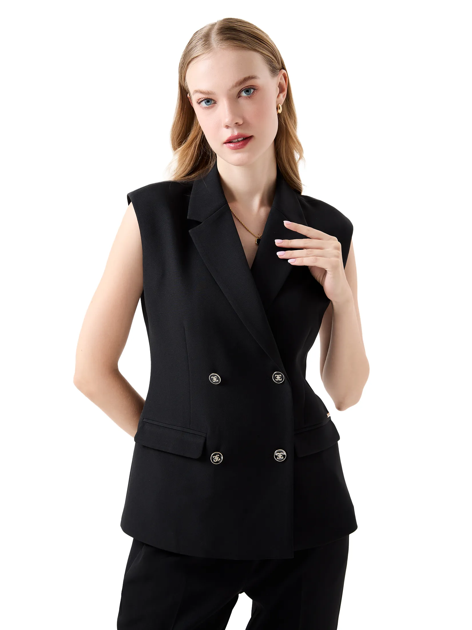ESPADA Sleeveless Double-Breasted Blazer Woman Black