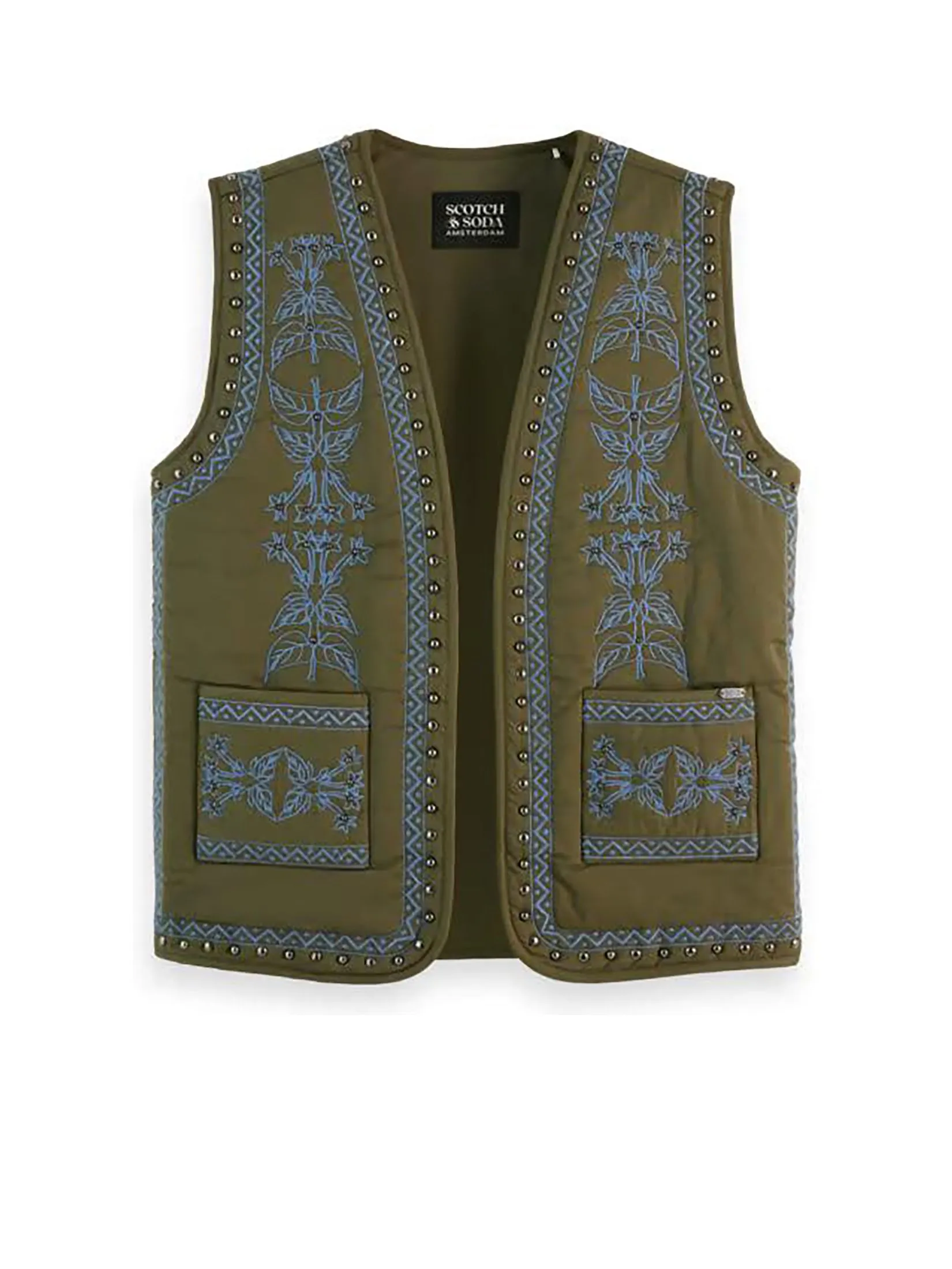 SCOTCH&SODA Women Gilet Floral Embroidered Classic Green