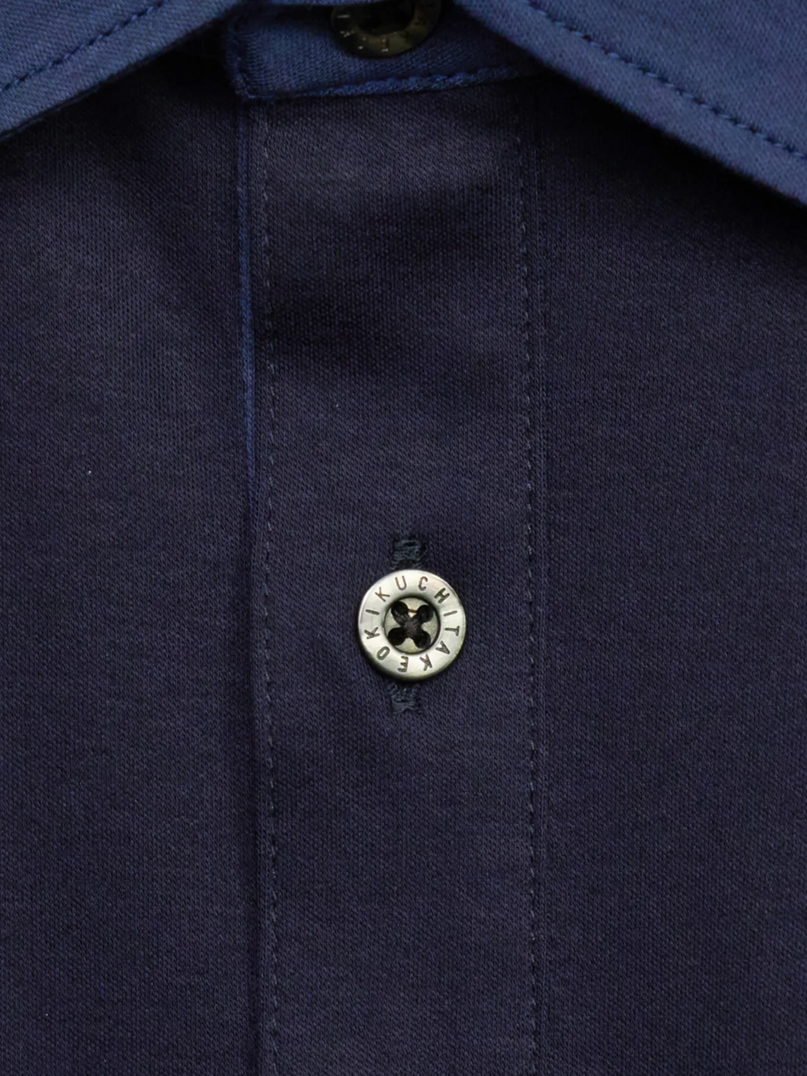 TAKEO KIKUCHI MEN NAVY SOFT ROYAL-COOL CUT&SEW POLO SHIRT