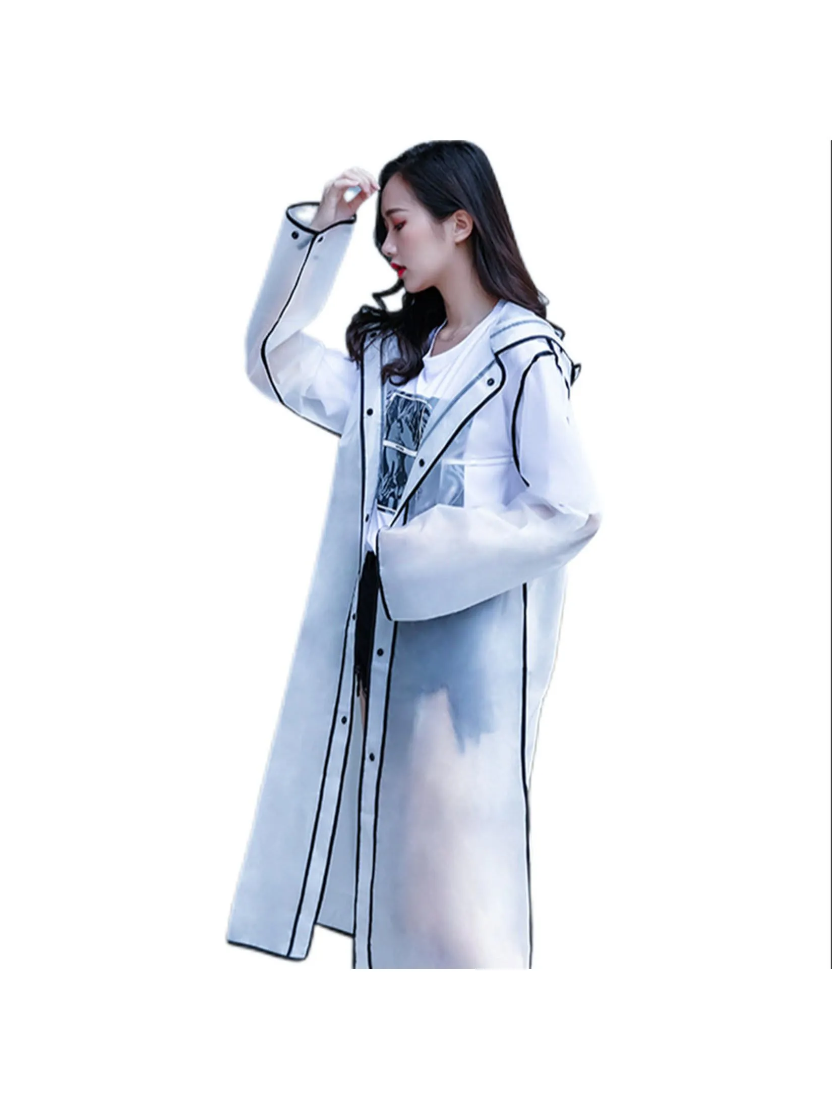 OTHERS Korean style strap tube rain coat-White