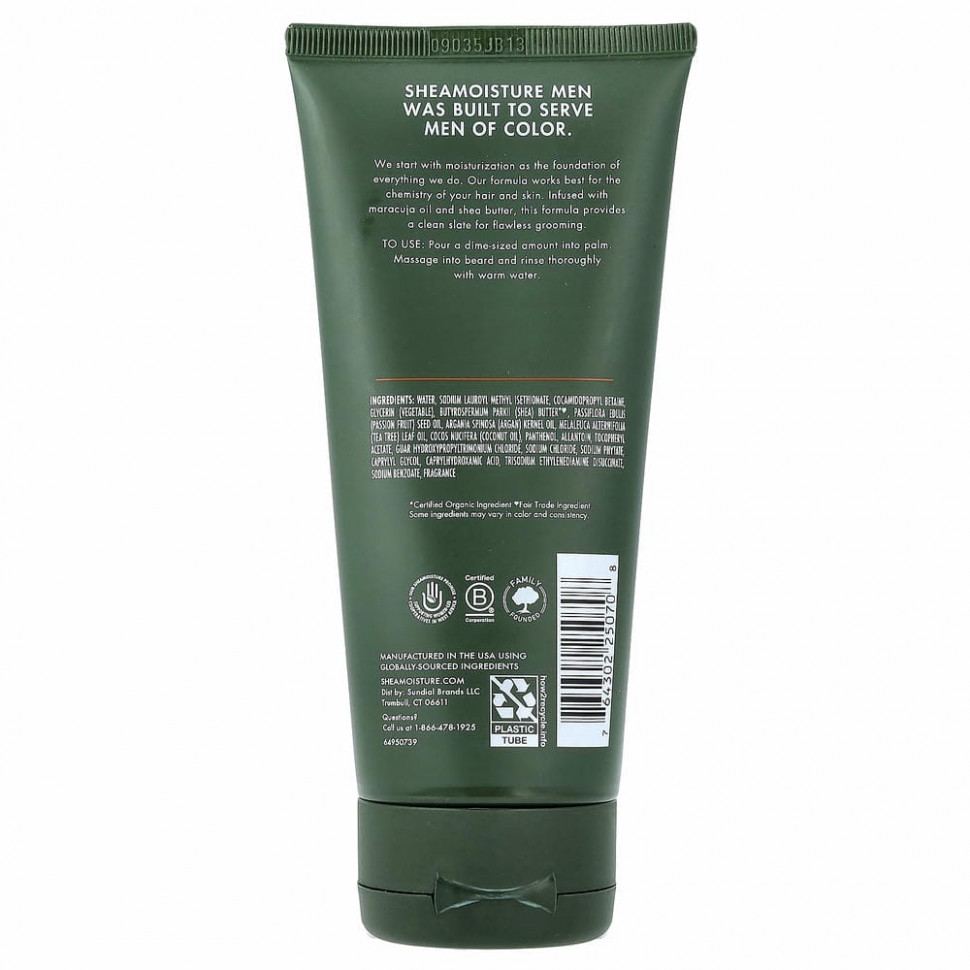SheaMoisture, Men, Средство для мытья бороды, масло маракуйи и масло ши, 6 жидких унций (177 мл)