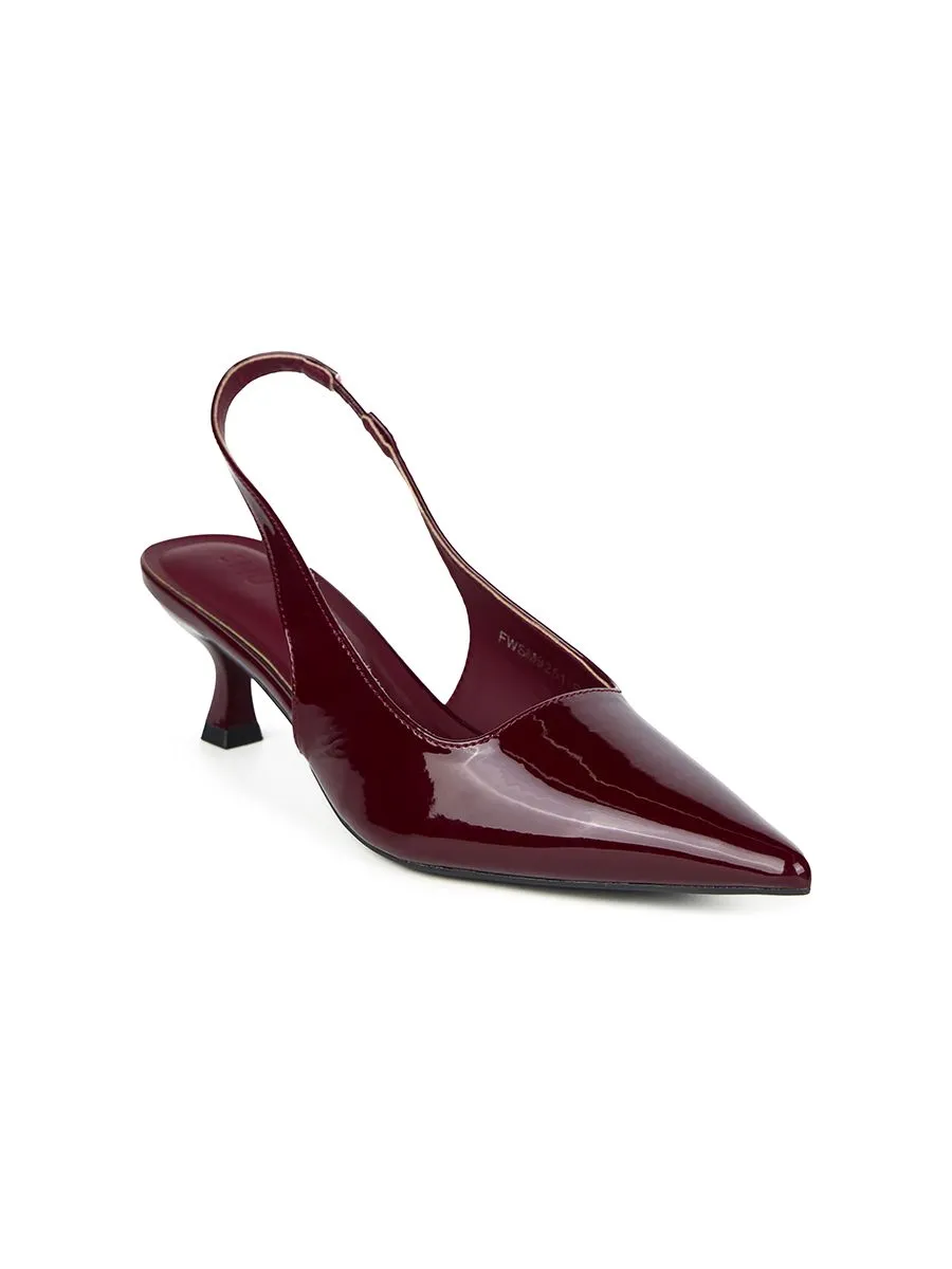 SHU WOMEN  LA POINTE' 2" KITTEN HEELS - GLOSSY BURGUNDY