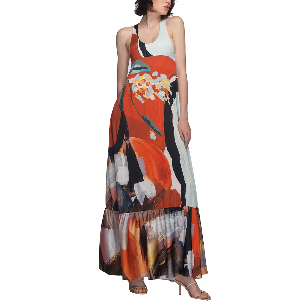 ANGELYS BALEK Multicolor Scoop Maxi Long Dress