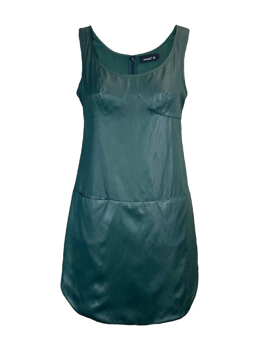 SENADA WOMEN DEEP GREEN SLEEVELESS DRESS
