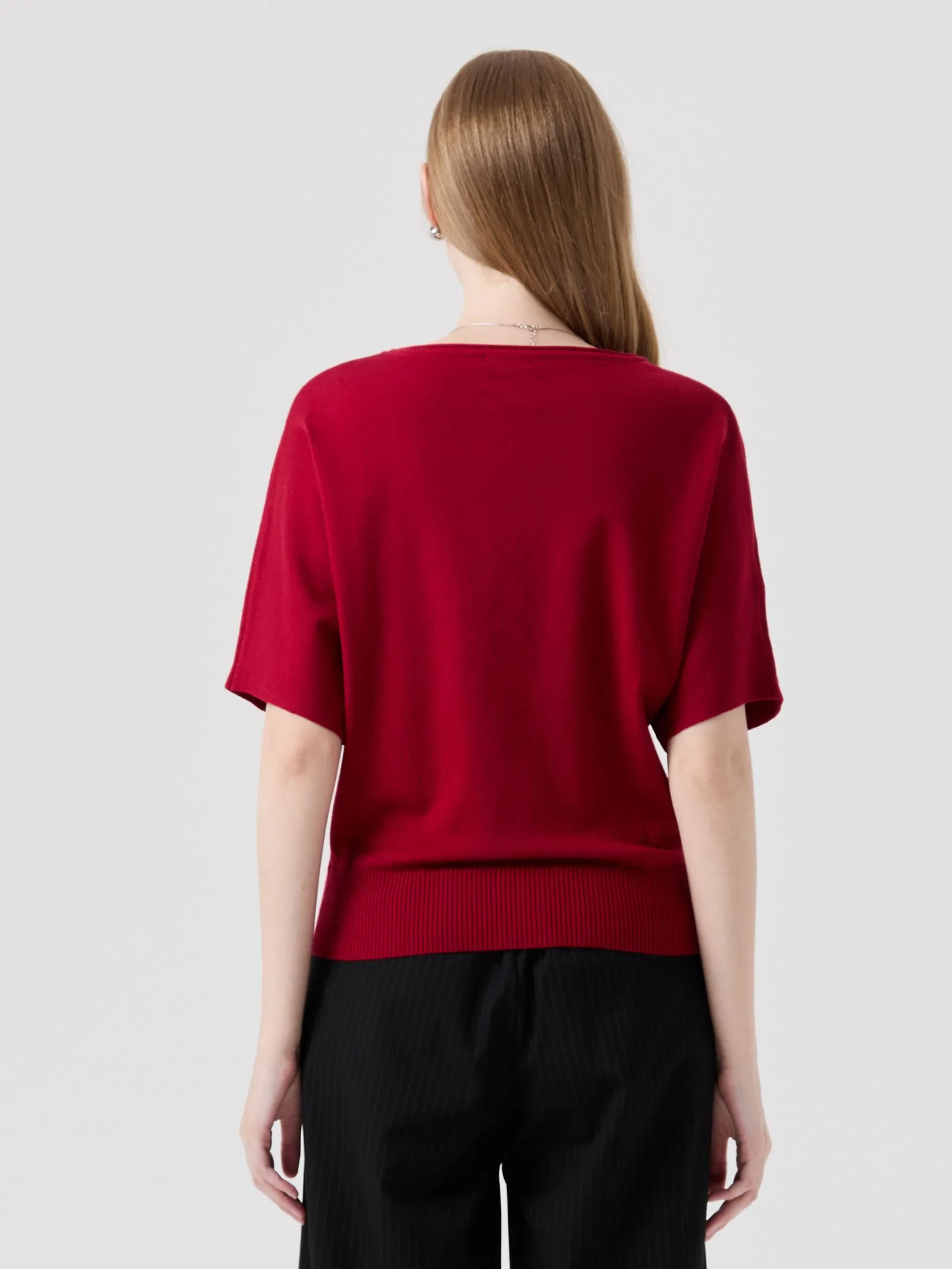 ESPADA Bat Wing Sleeve Sweater Women Red