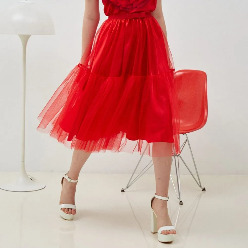 ICONIC RED TULLE SKIRT