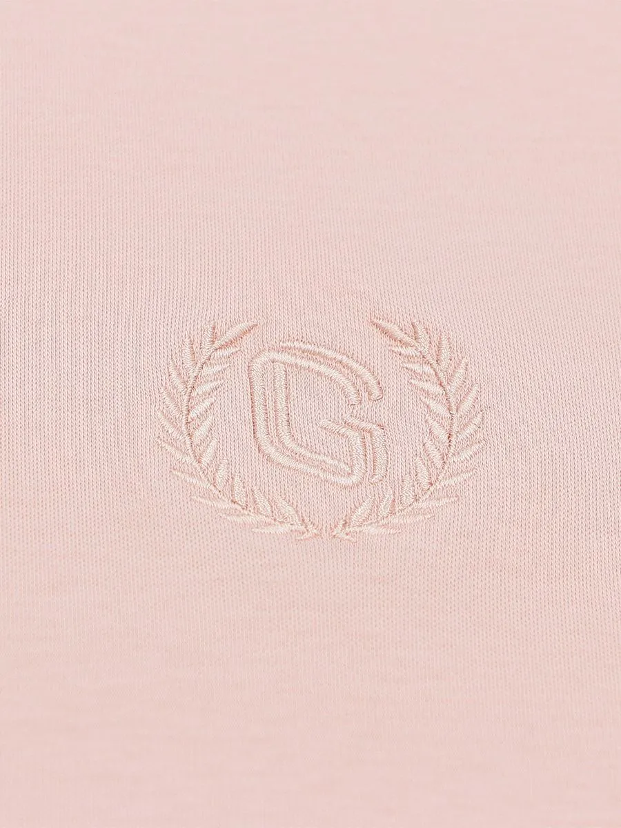 GIORDANO Men's Interlock Embroidery Tee (Liquid Touch) Evening Sand Pink