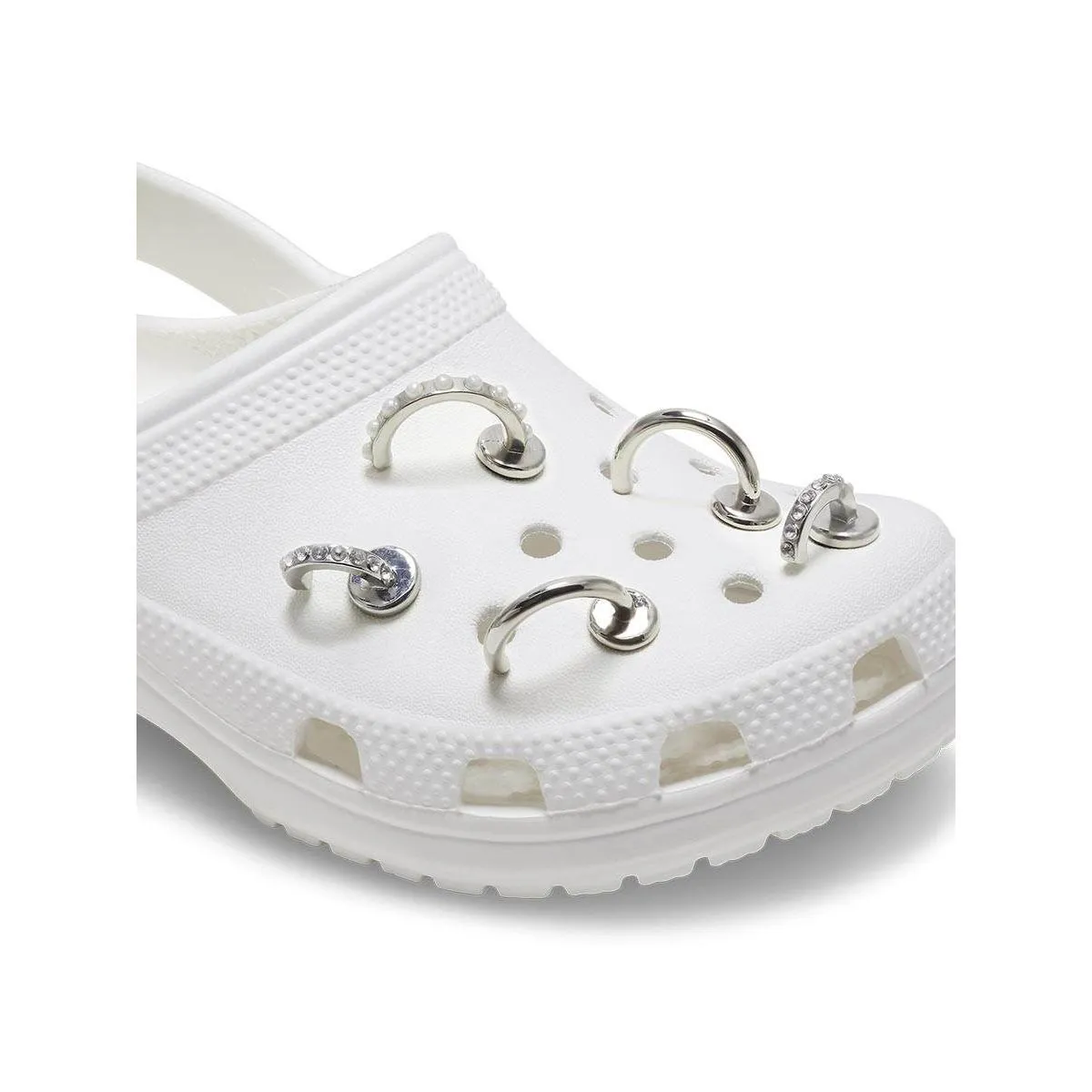 CROCS Jibbitz Shoes Charm Silver Ring 5-Pack Multi Color - CR024AC804DMTH