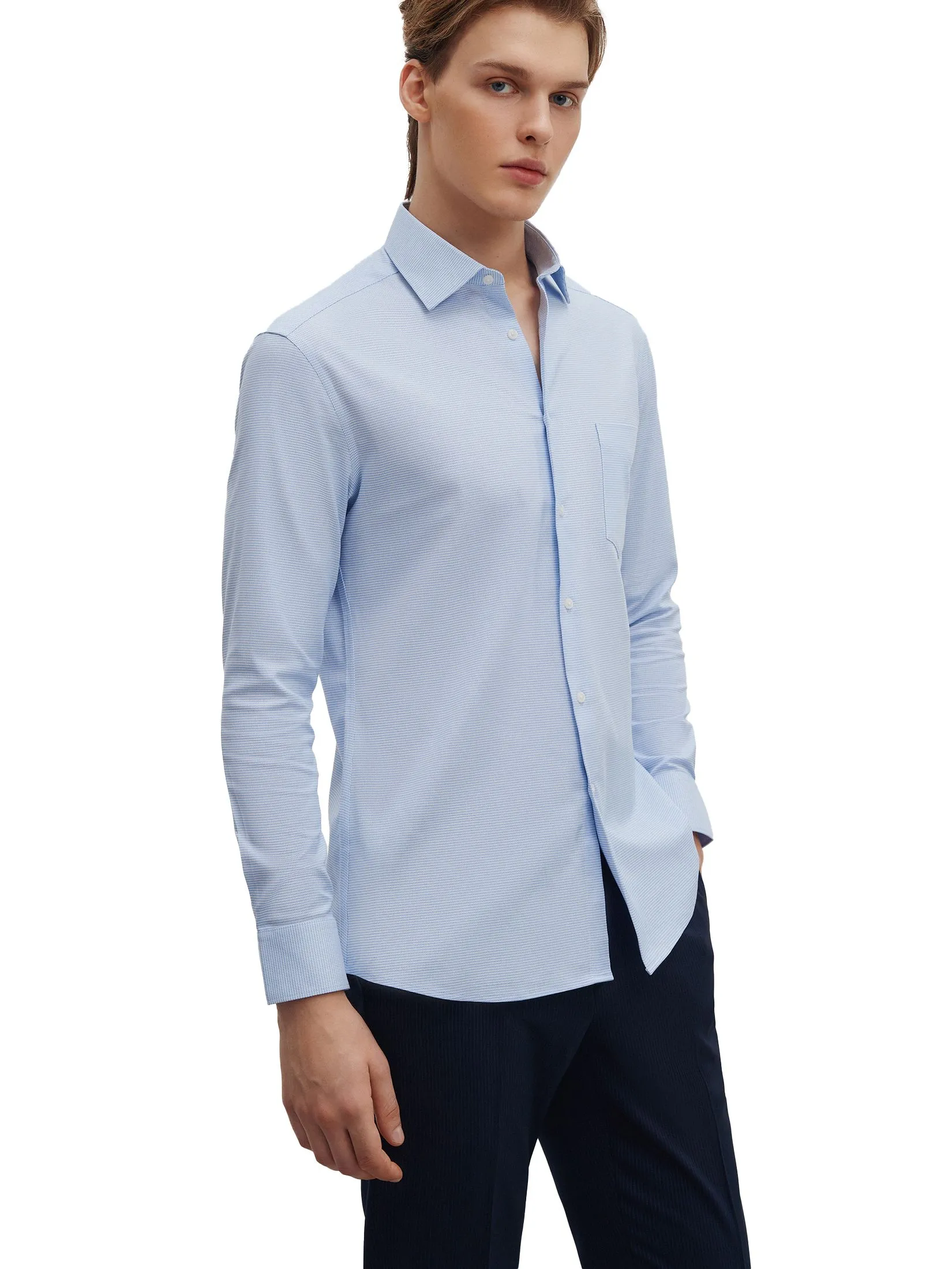 G2000 Men Clothing Non -Iron 2-Tone Shirt  Smart Fit - Blue