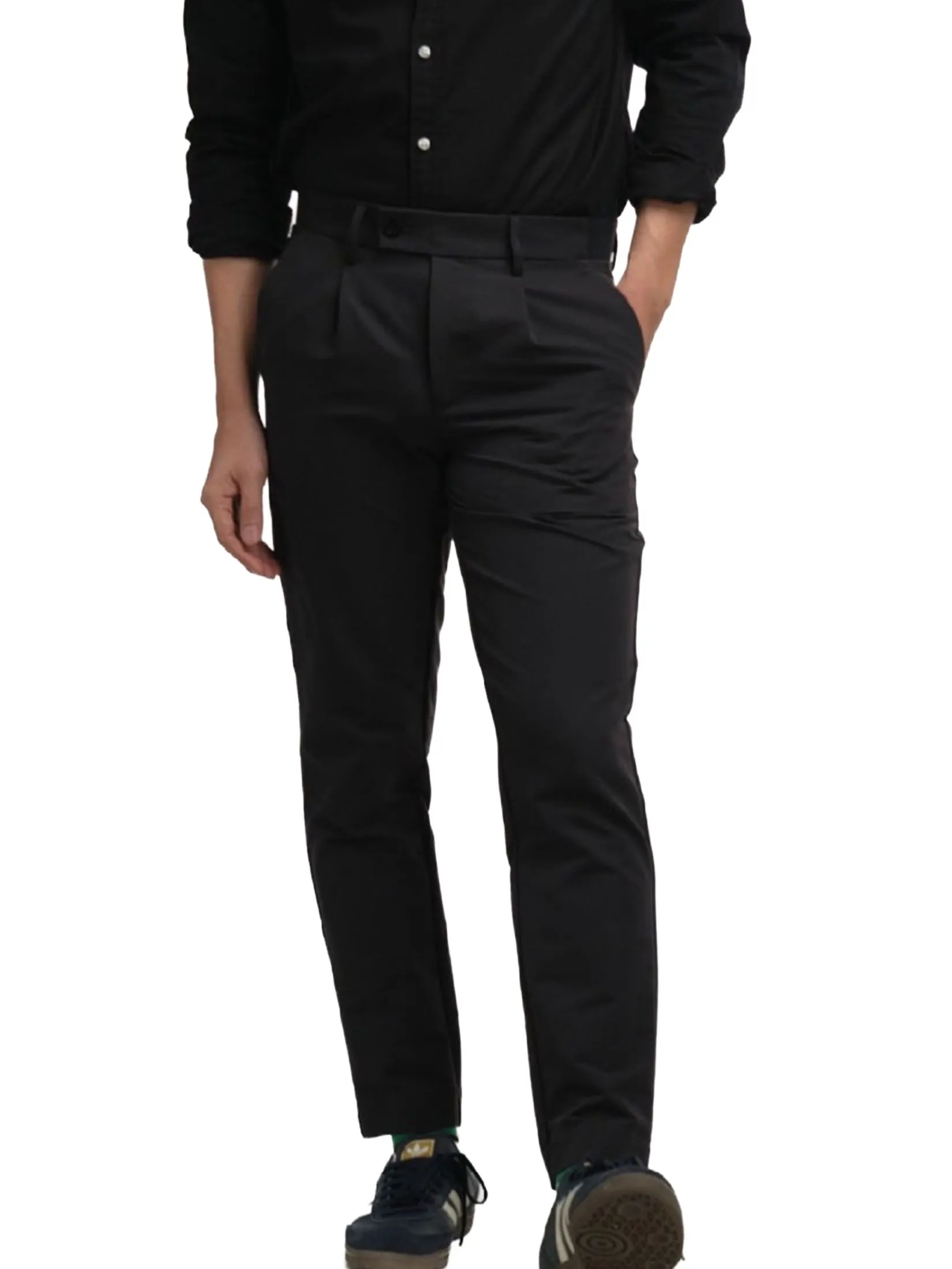 ERA-WON Men's  Cropped Skinny pants Golf fabric  Black Size - 29 In