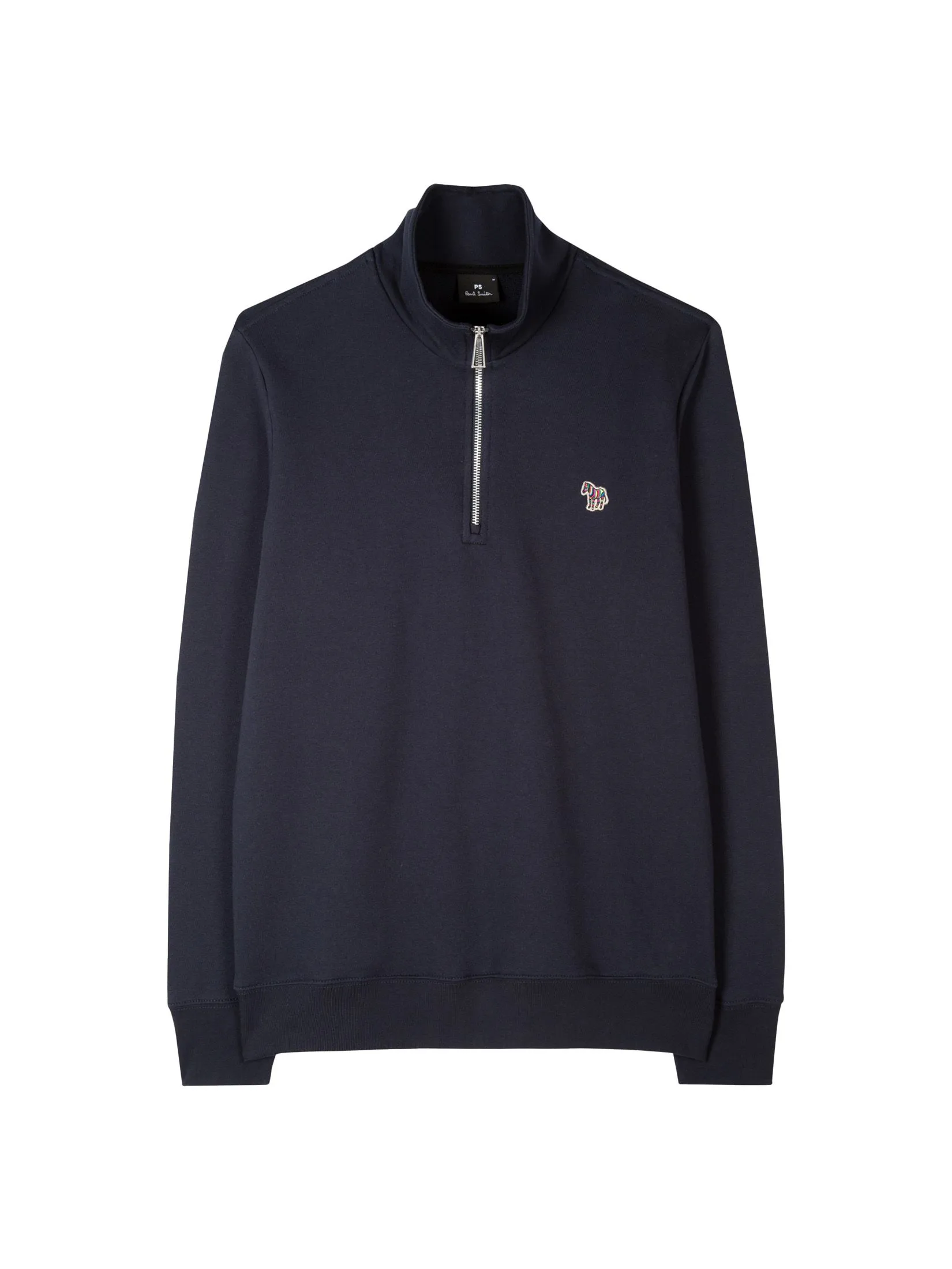 PAUL SMITH Sweatshirts Mens M2R-168T-KZEBRA-49 Mens Ls Reg Fit Half Zip Top Zebra Very Dark Navy