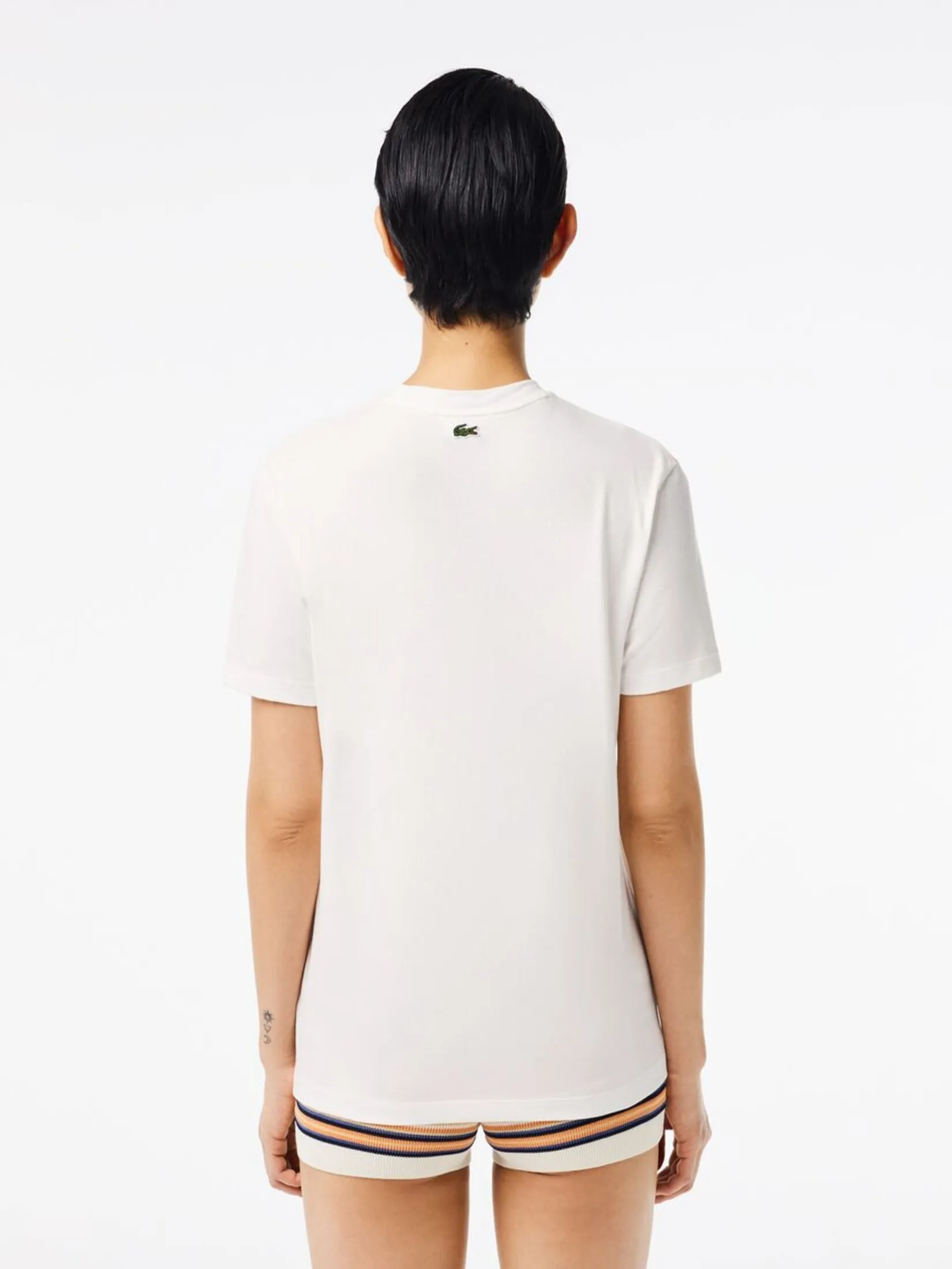 LACOSTE Vintage Print Soft Cotton Jersey T-Shirt White