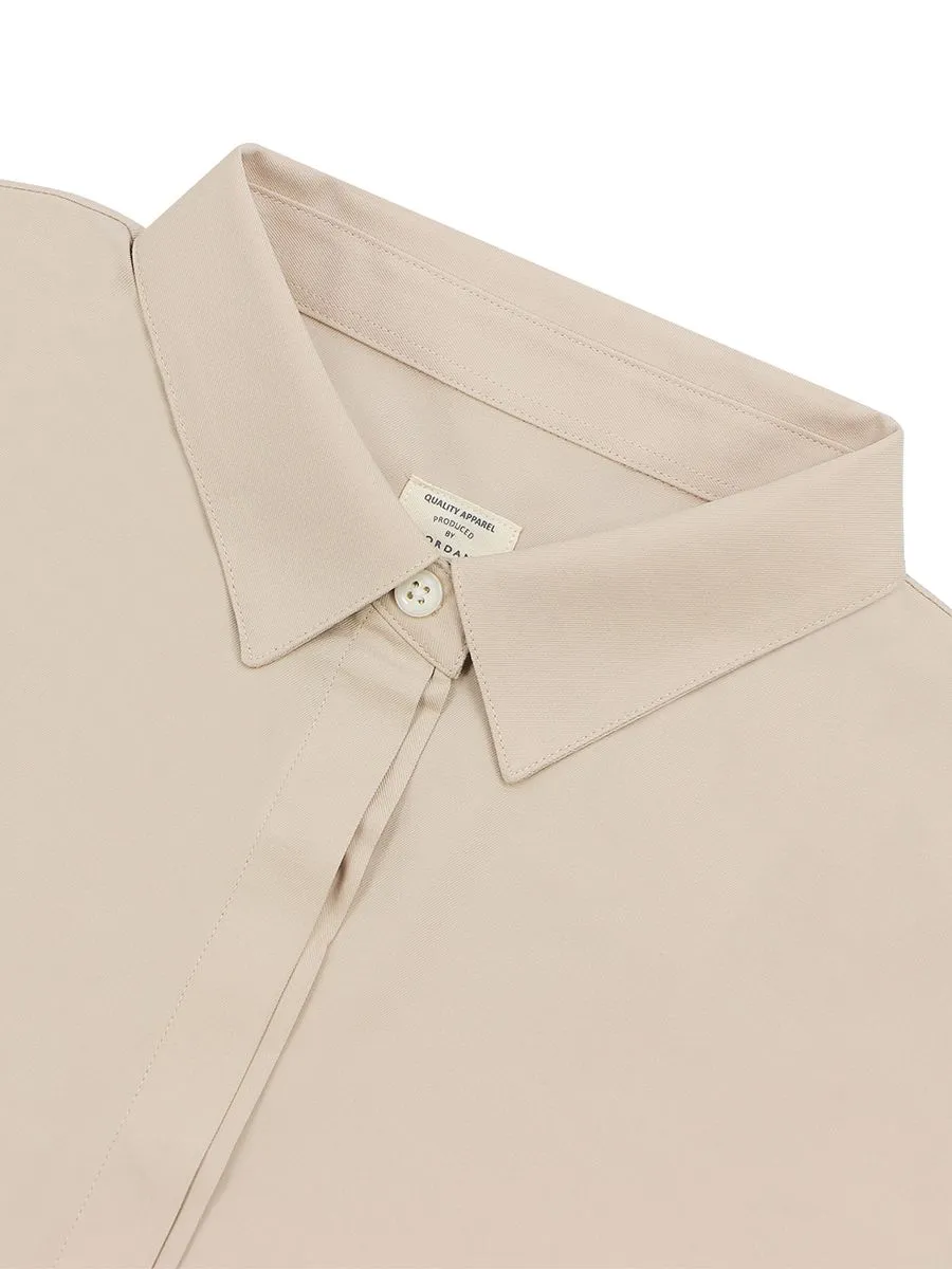 GIORDANO Women's Twill Acute Collar Shirt  Khaki