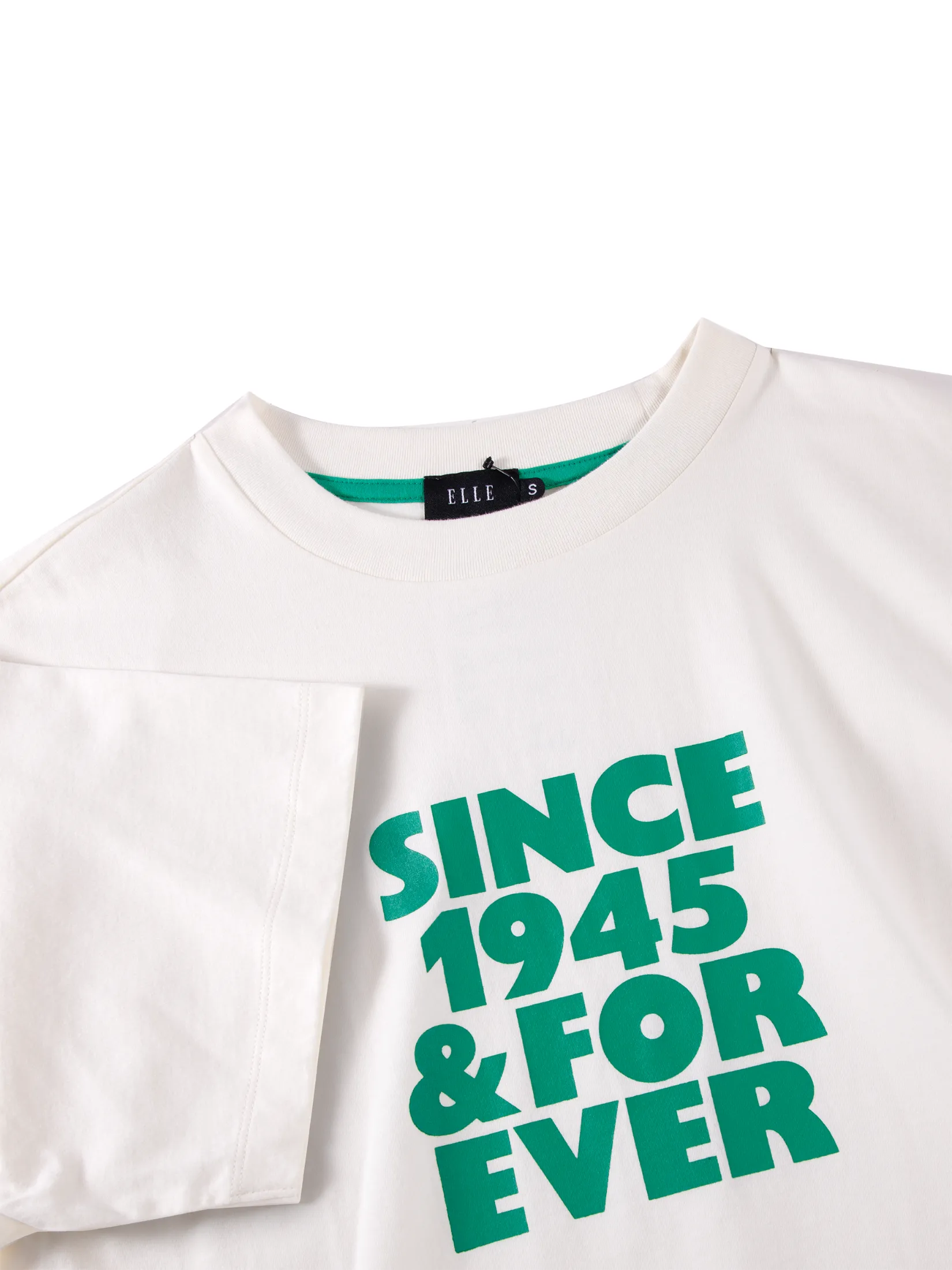 ELLE UNISEX Short Sleeves Oversized Cotton T-Shirt with Graphic Print W3K722 - White | ELLE 80 YEARS LIMITED EDITION