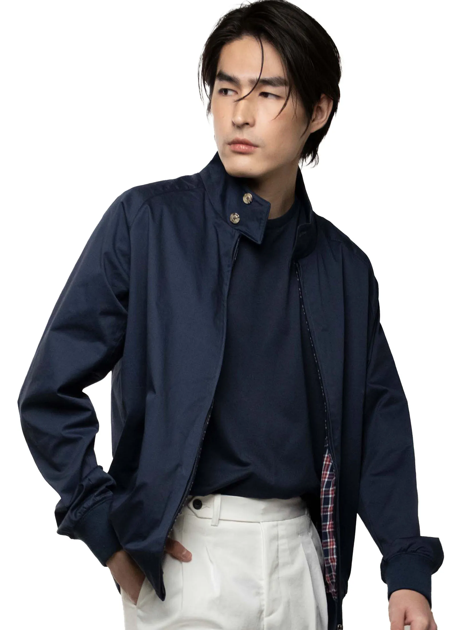 ERA-WON Harrington Jacket – Regular Fit in Navy Blue