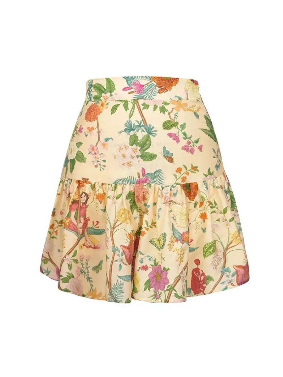 JUNGLE ME Women Bunny Bloom Short Skirt Yellow