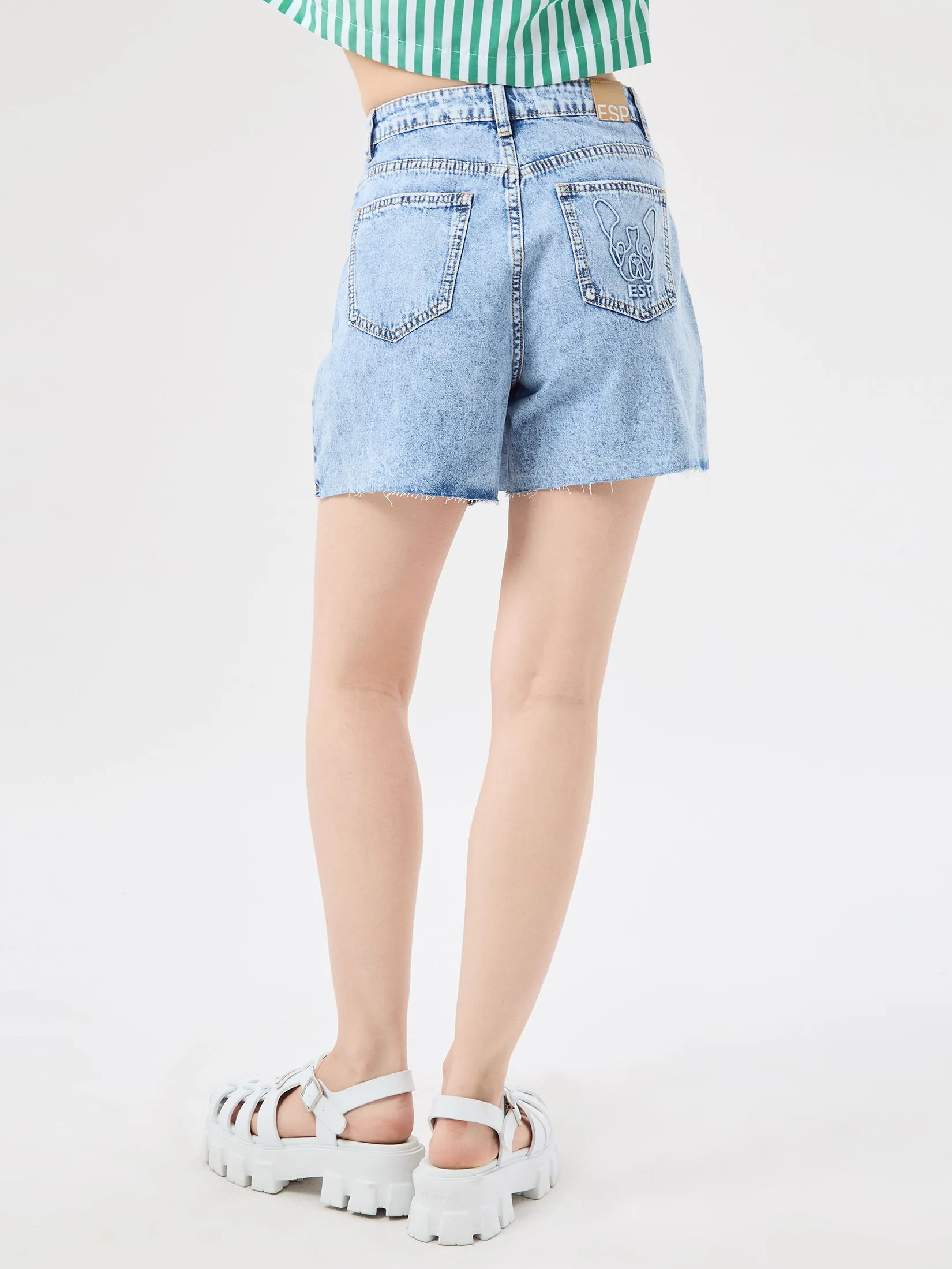 ESP Wrap Denim Skort Women Light blue