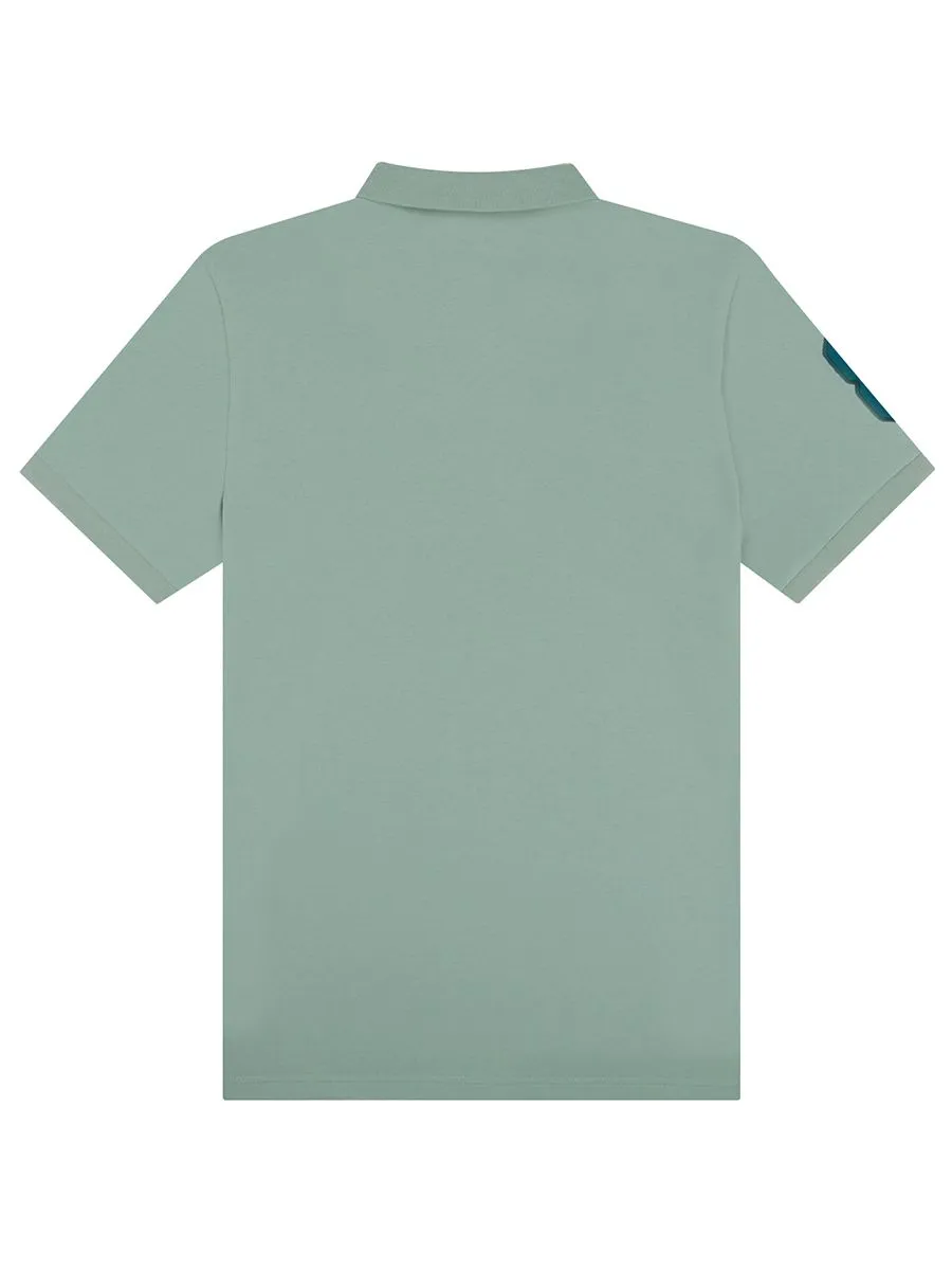 GIORDANO Men's Lycra Pique Embroidery Polo (3D Lion)  Green Surf