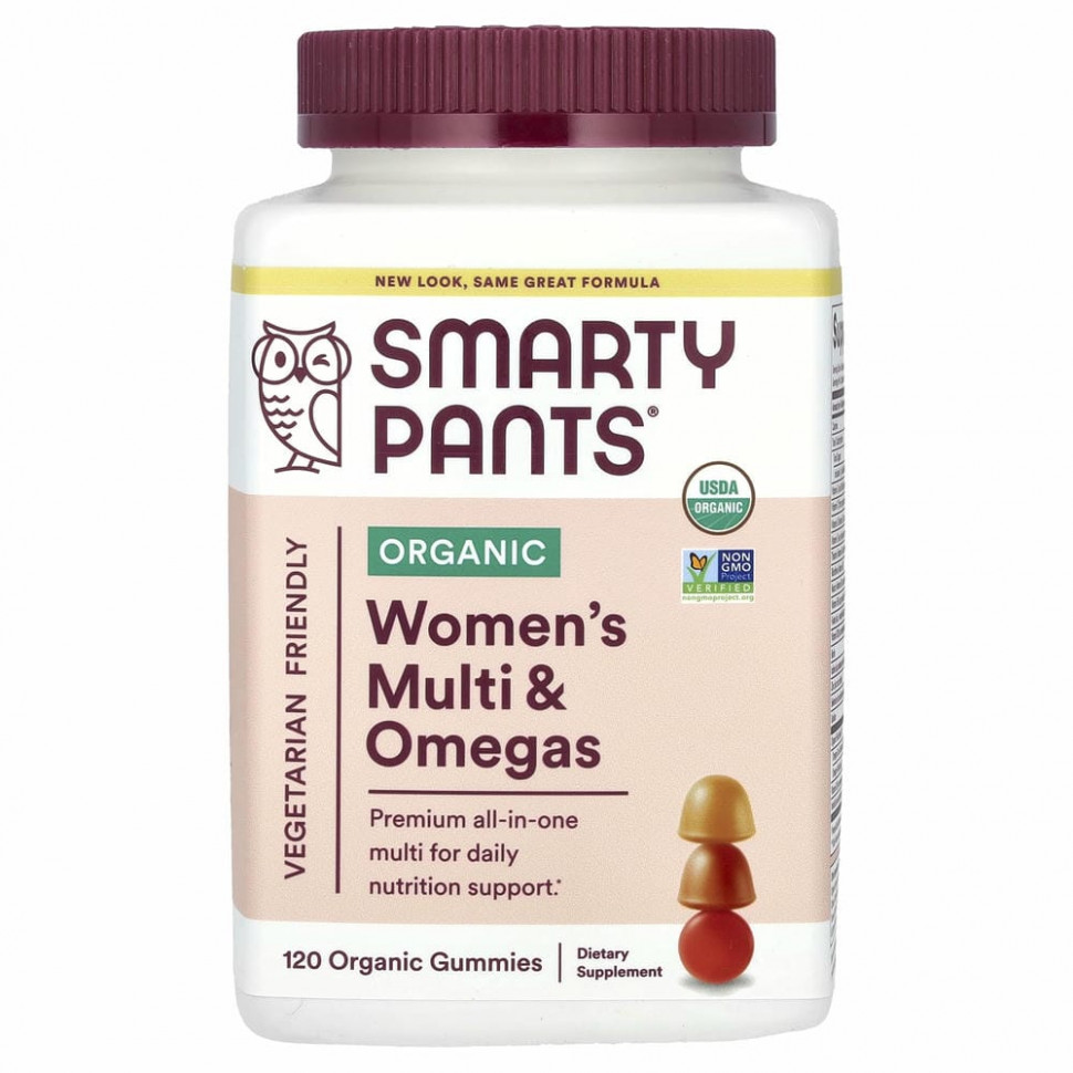 SmartyPants, Organics, Complete, комплекс для женщин, малина, лимон, лайм и виноград, 120 вегетарианских жевательных конфет