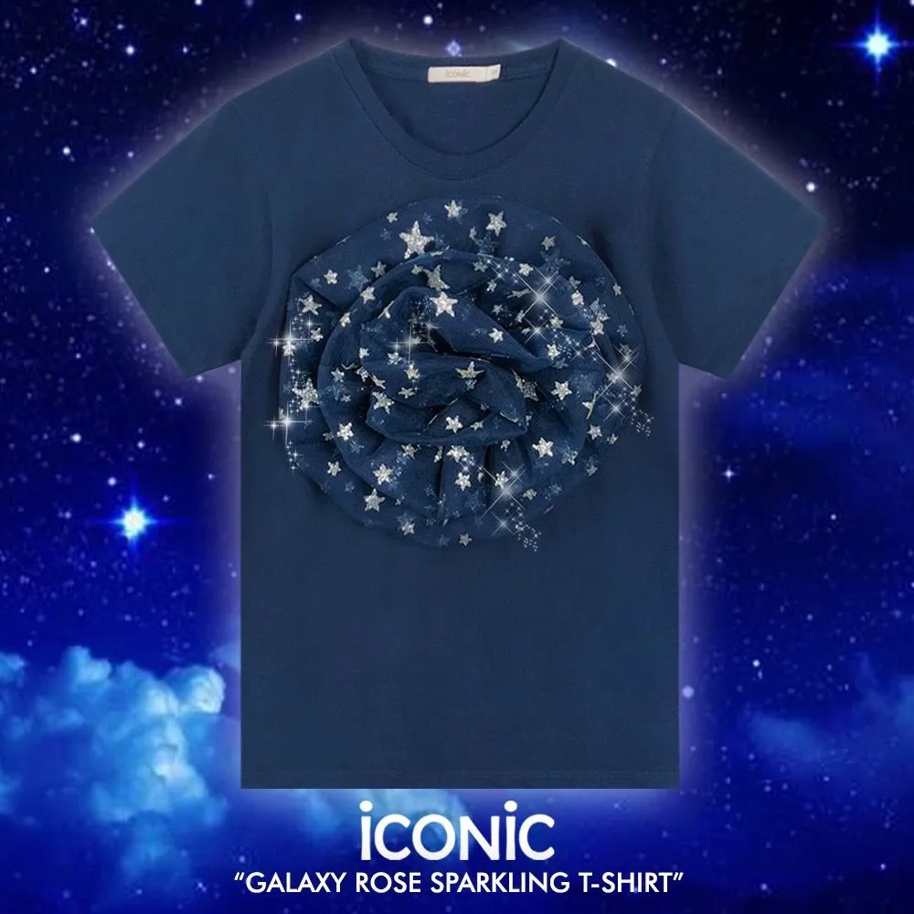 ICONIC BLUE GALAXY ROSE SPARKING T-SHIRT Model BLUEGALAXYROSE6144