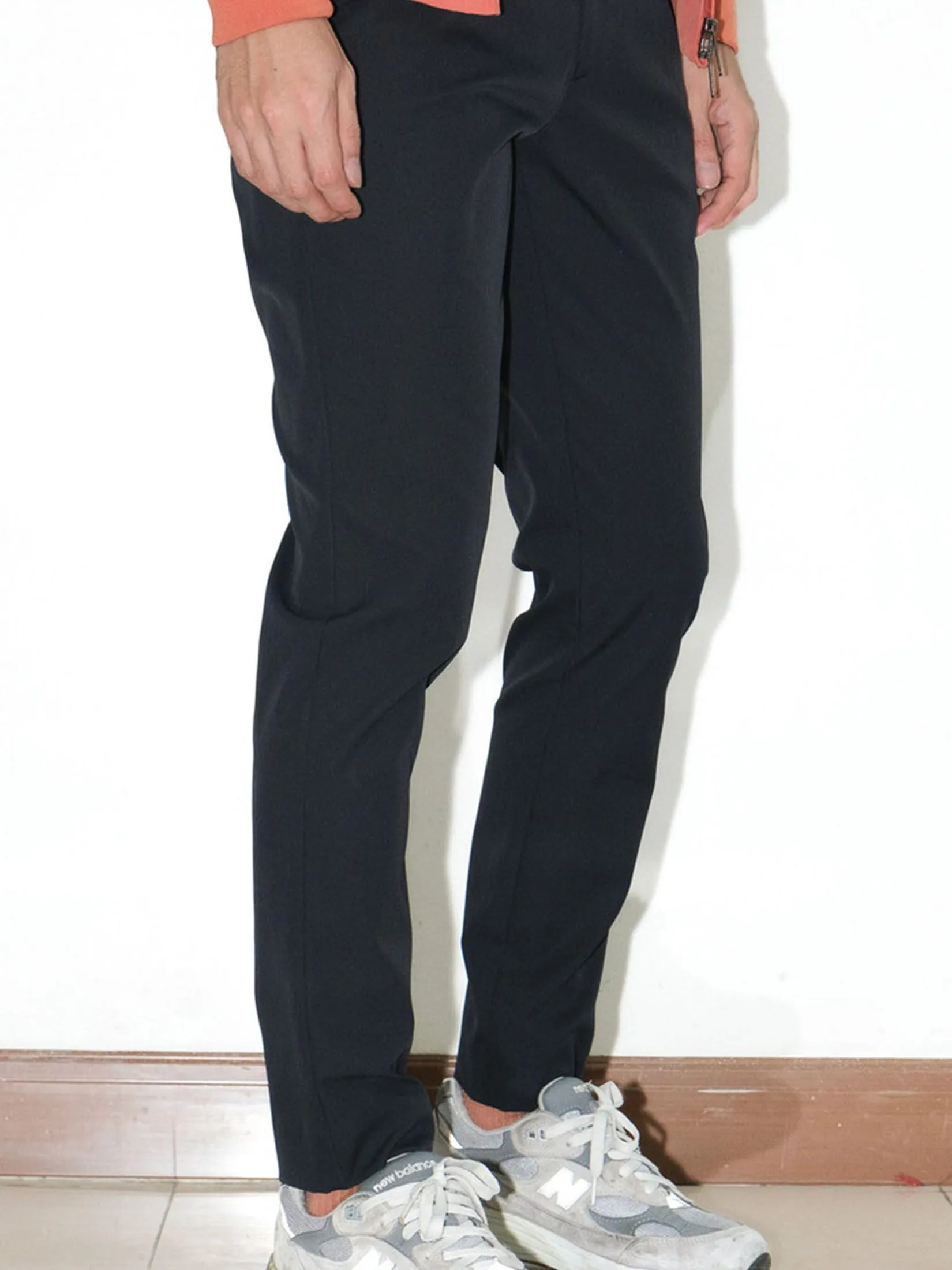 ERA-WON Men's trousers slim straight fit cropped length black