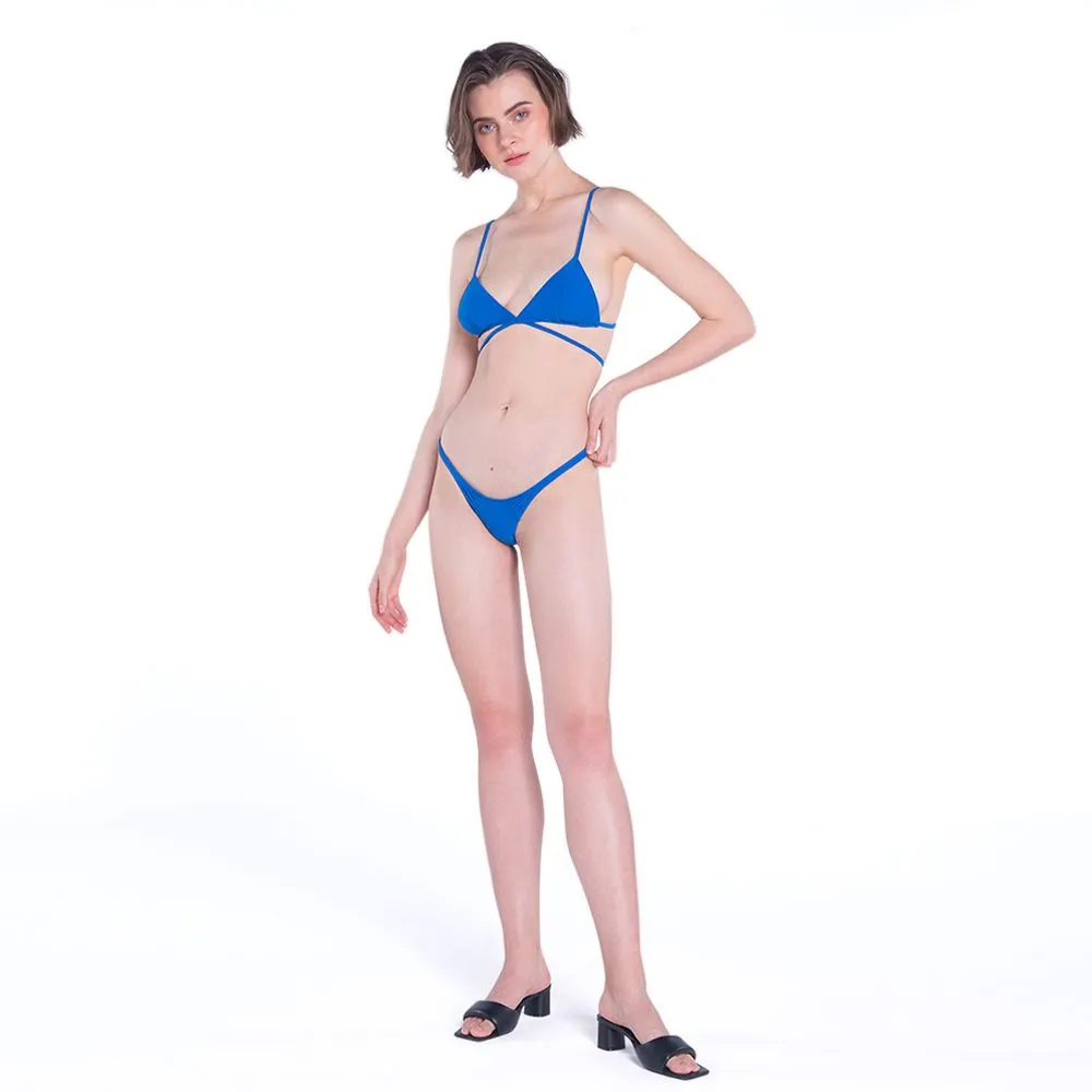 ANGELYS BALEK BLUE CROSS STRING BIKINI & BRAZILIAN BRIEF WOMEN SWIMSUIT Size - L