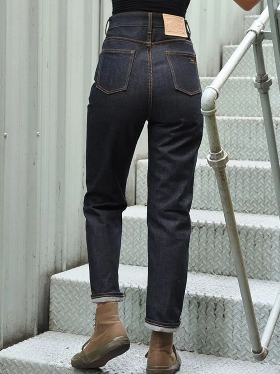 SIMPLE&RAW Devil Selvage Boyfriend Jeans Js907-26 Navy Blue
