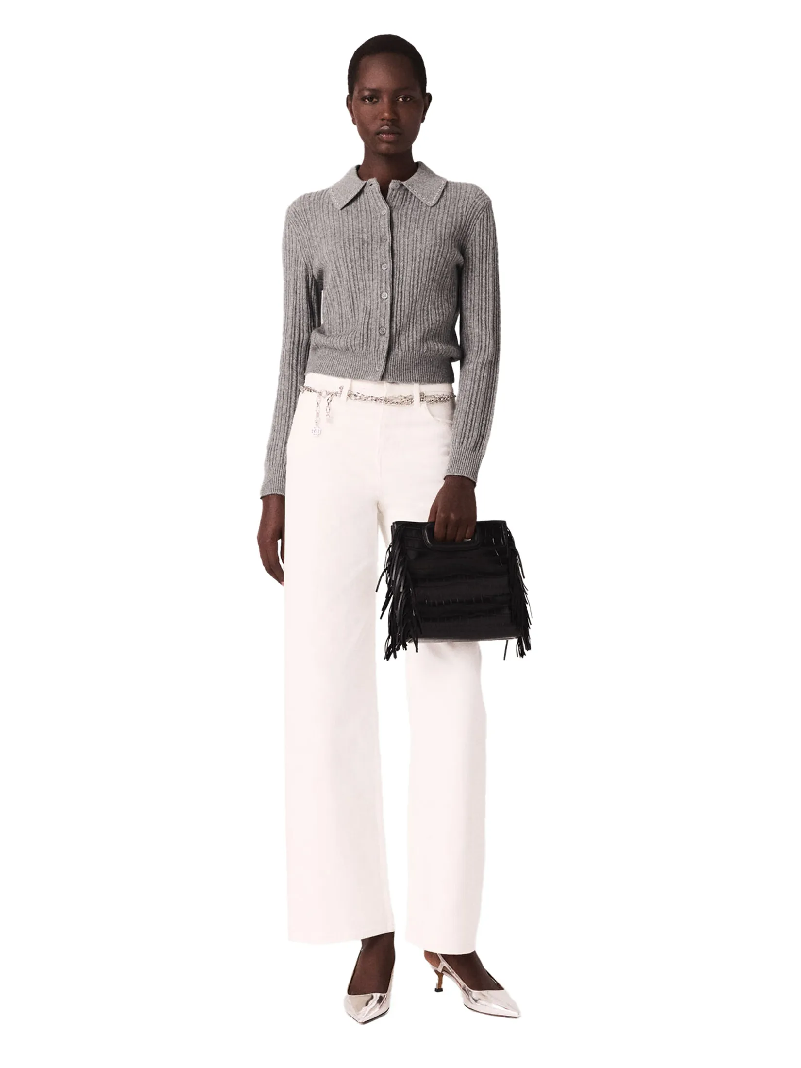 MAJE Women Cardigan Rhinestone Collar