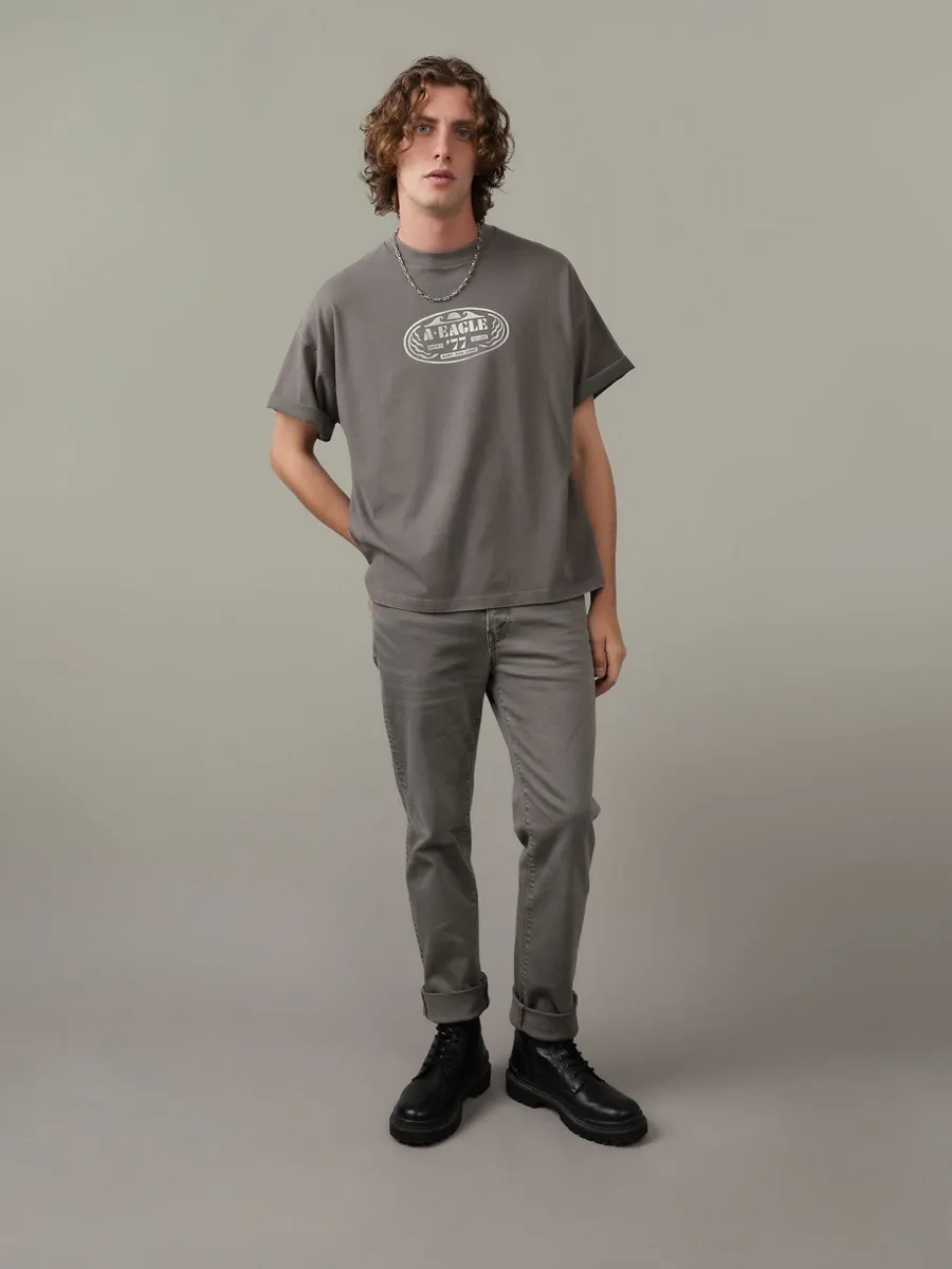 AMERICAN EAGLE MEN G SS INTL OS SET IN TEE- PC DYE + MAGIC WHITE TUMBLE 020 GRAY