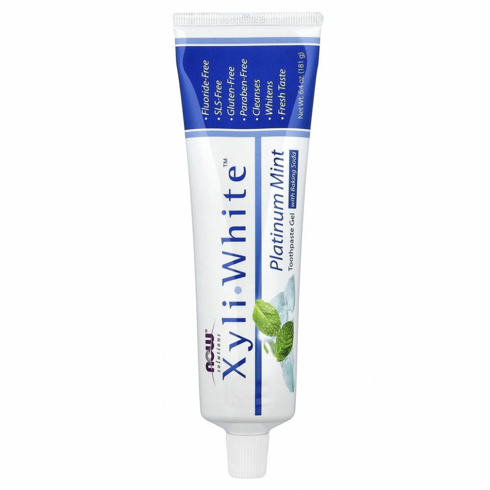 NOW Foods, Solutions, Xyli-White, гелевая зубная паста с пищевой содой, без фторида, освежающая мята, 181 г (6,4 унции)